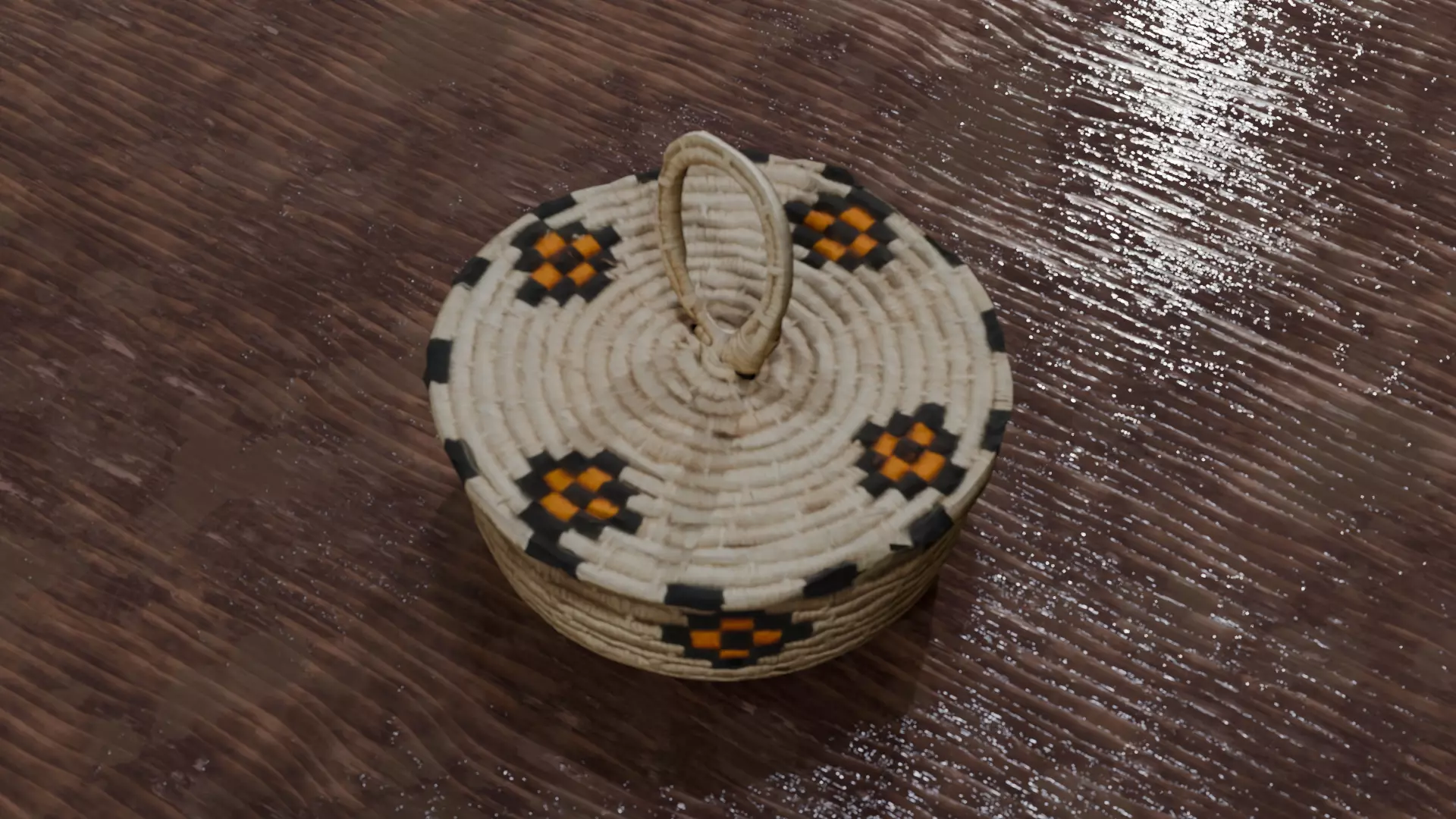 Low Poly Round Woven Container 3D Scan Low-poly 3D model_2