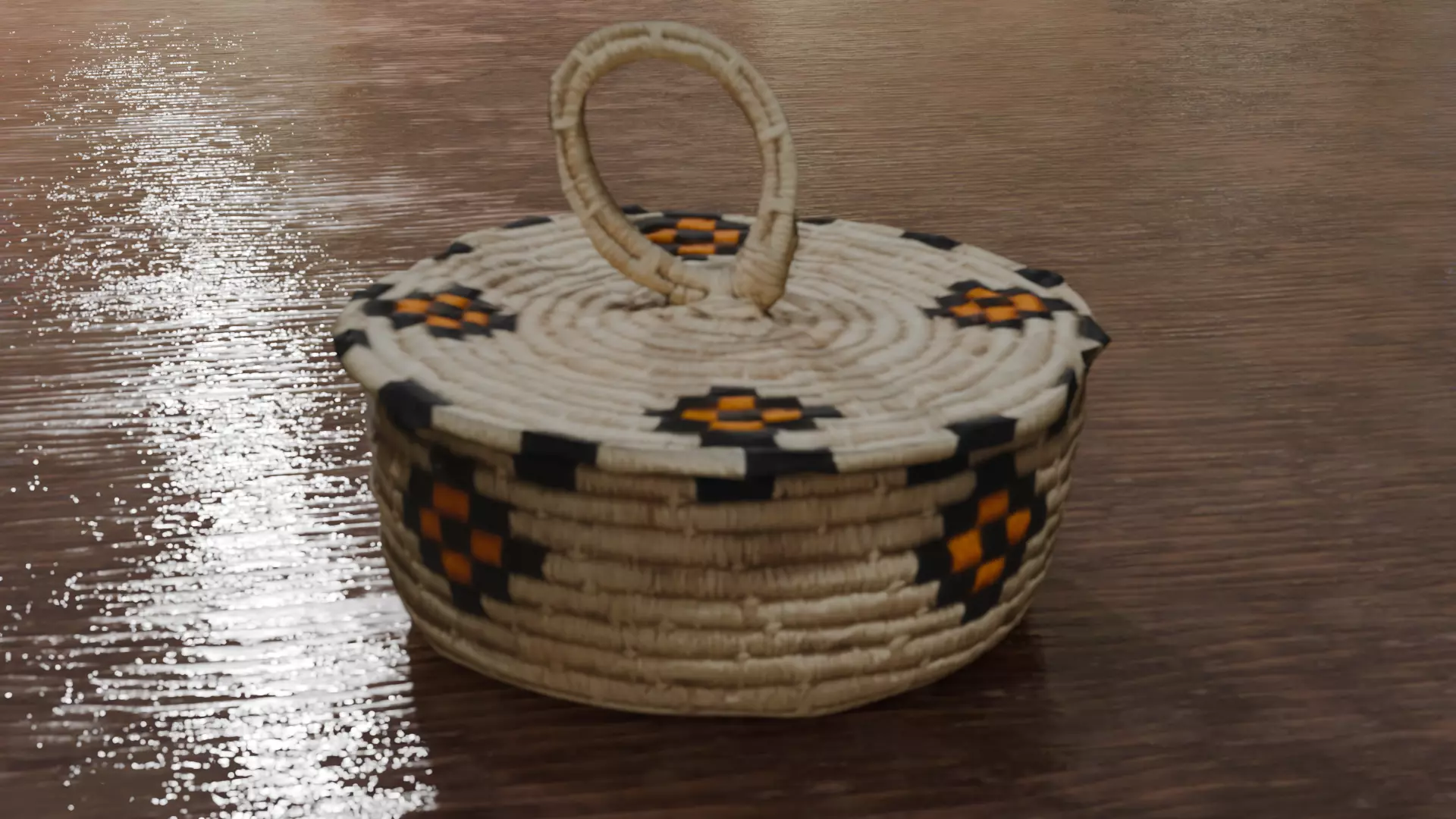 Low Poly Round Woven Container 3D Scan Low-poly 3D model_1