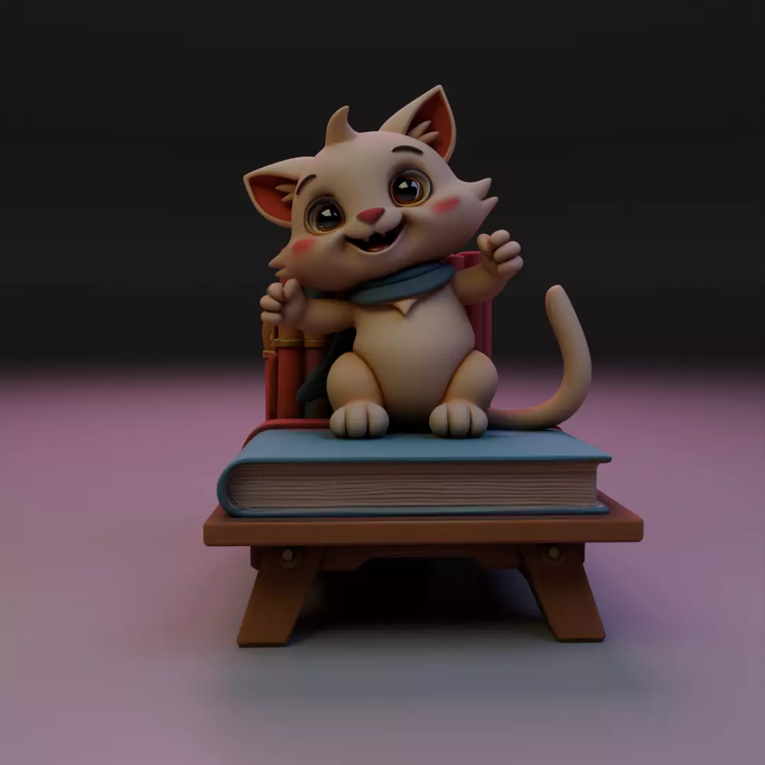 cat book decoration 3D print model_16