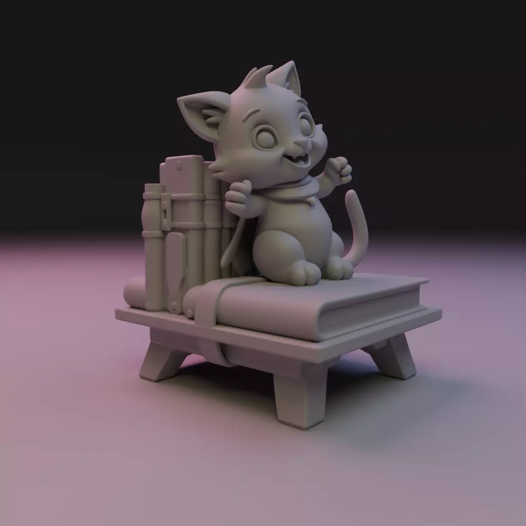 cat book decoration 3D print model_13