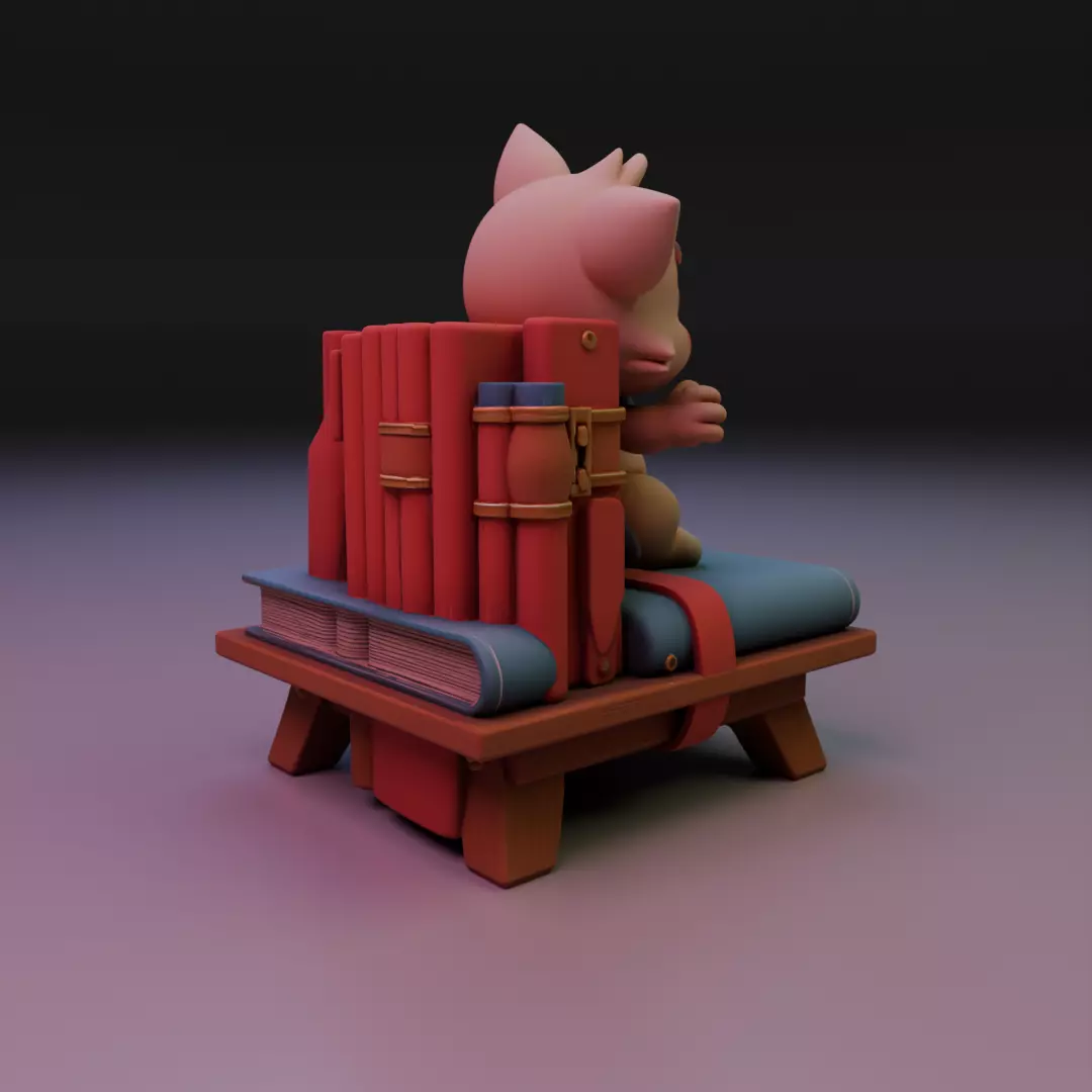 cat book decoration 3D print model_5