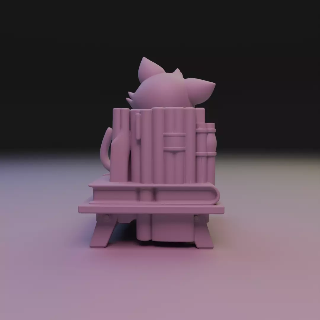 cat book decoration 3D print model_10
