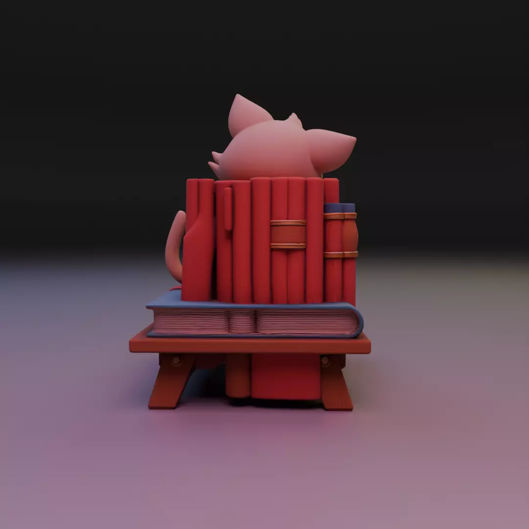 cat book decoration 3D print model_3