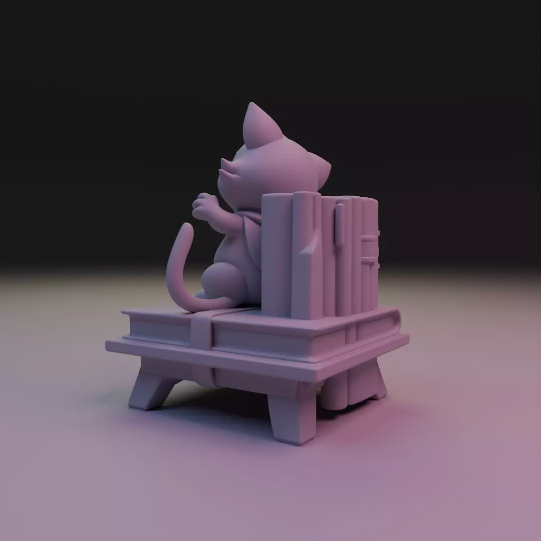 cat book decoration 3D print model_11