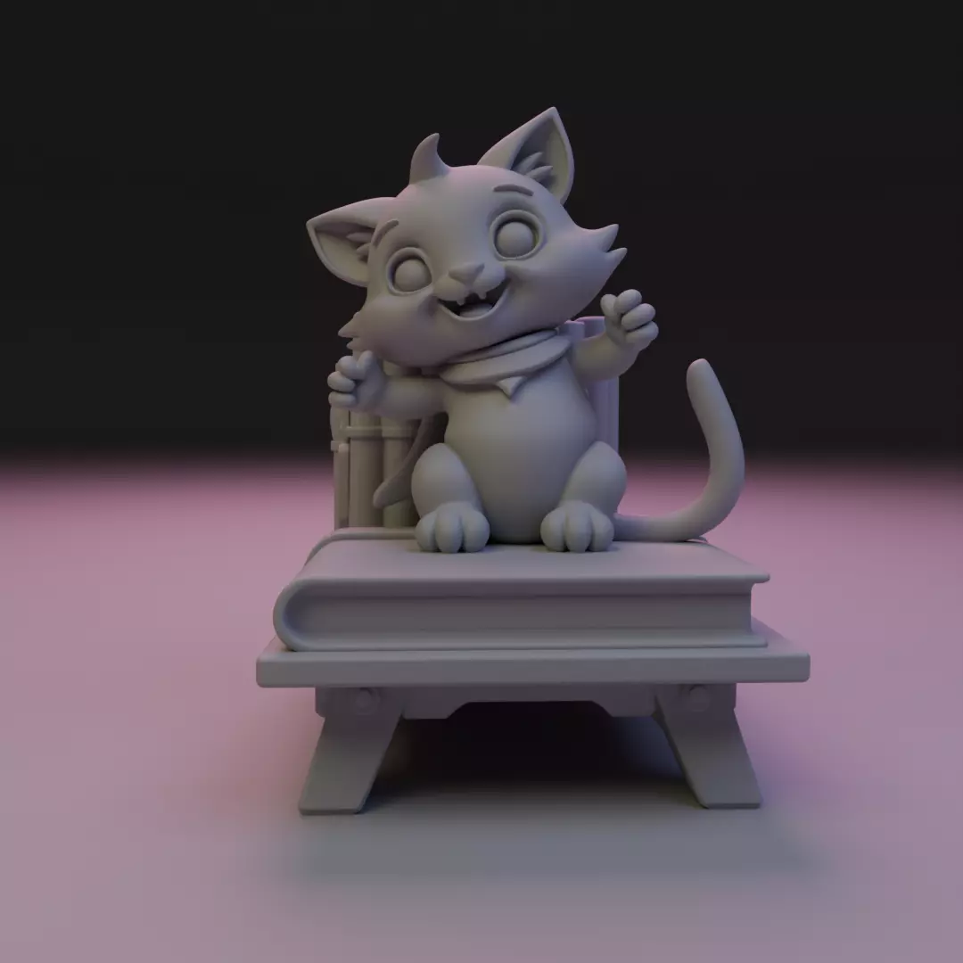 cat book decoration 3D print model_15