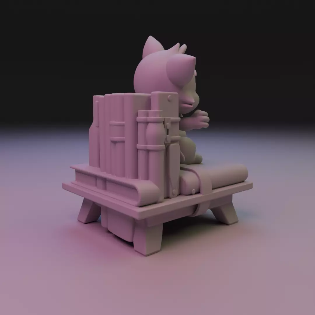 cat book decoration 3D print model_12