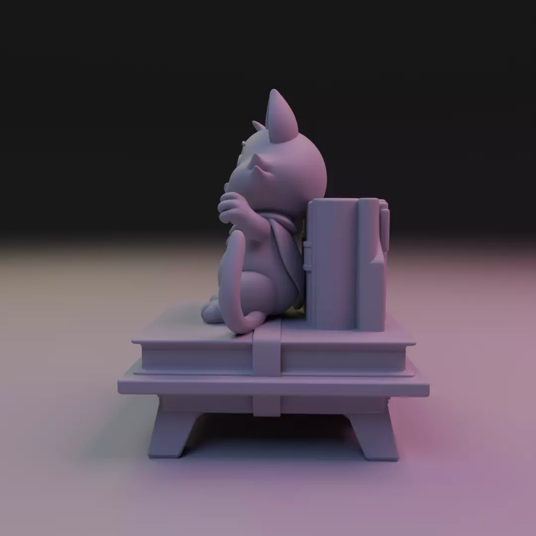 cat book decoration 3D print model_9