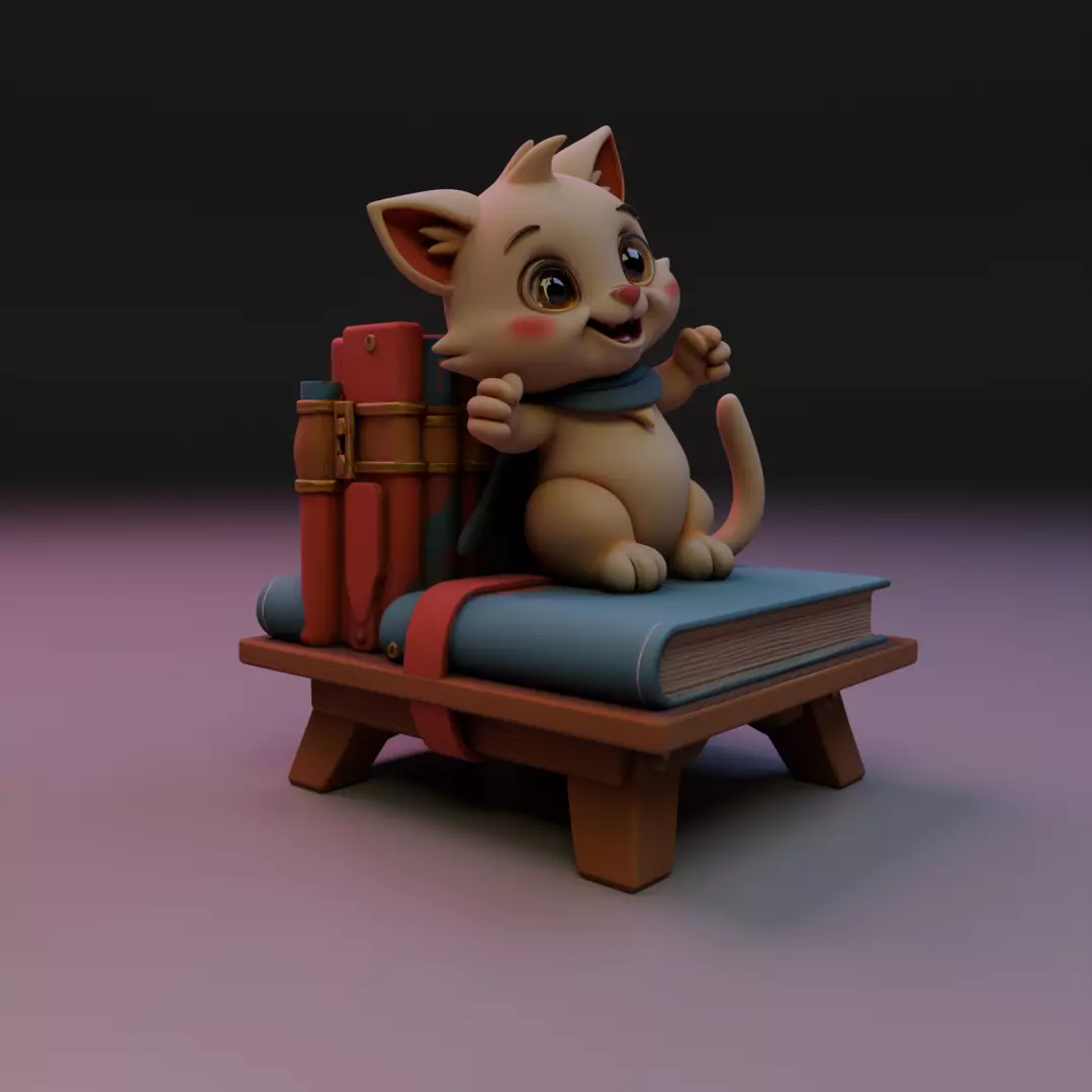 cat book decoration 3D print model_6