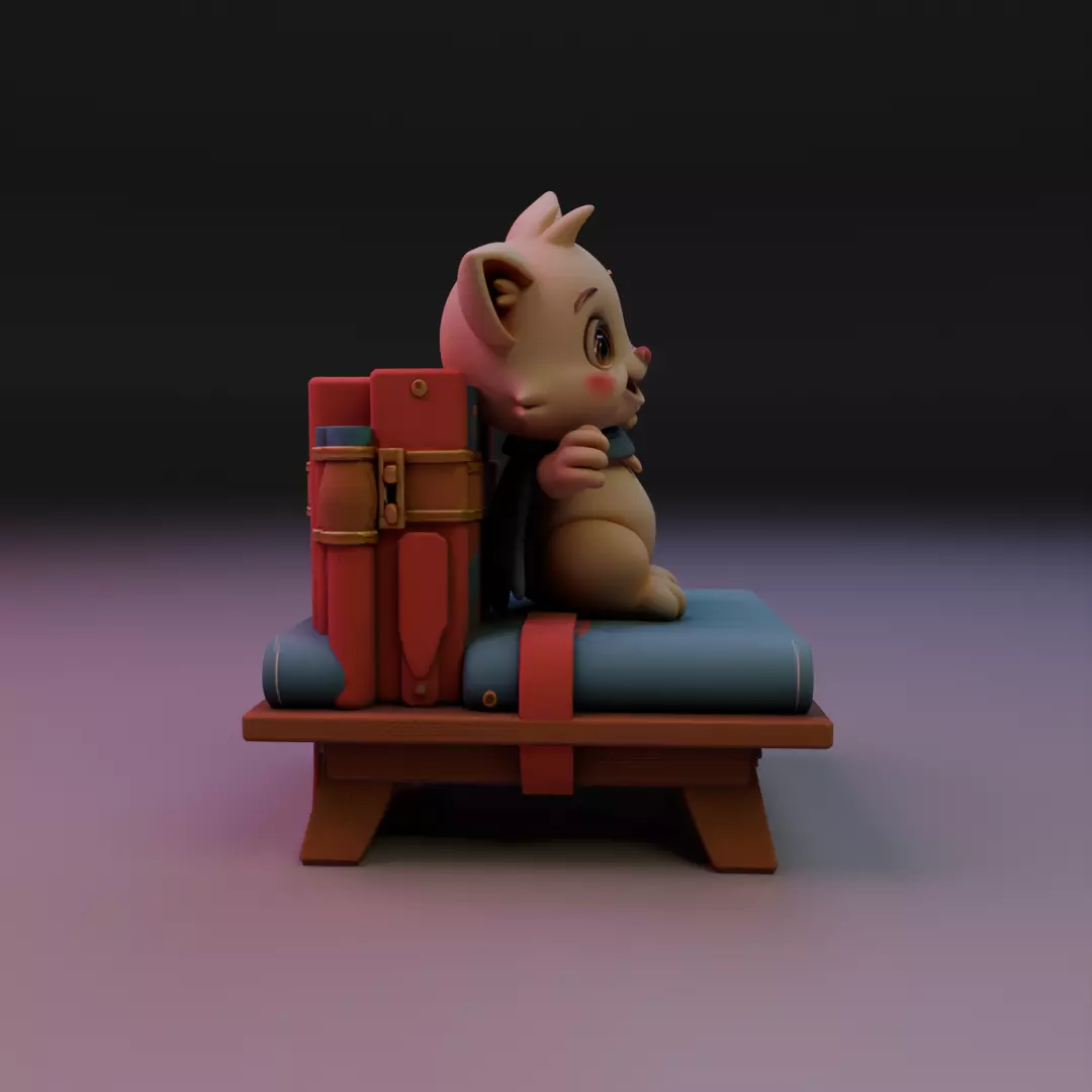 cat book decoration 3D print model_1