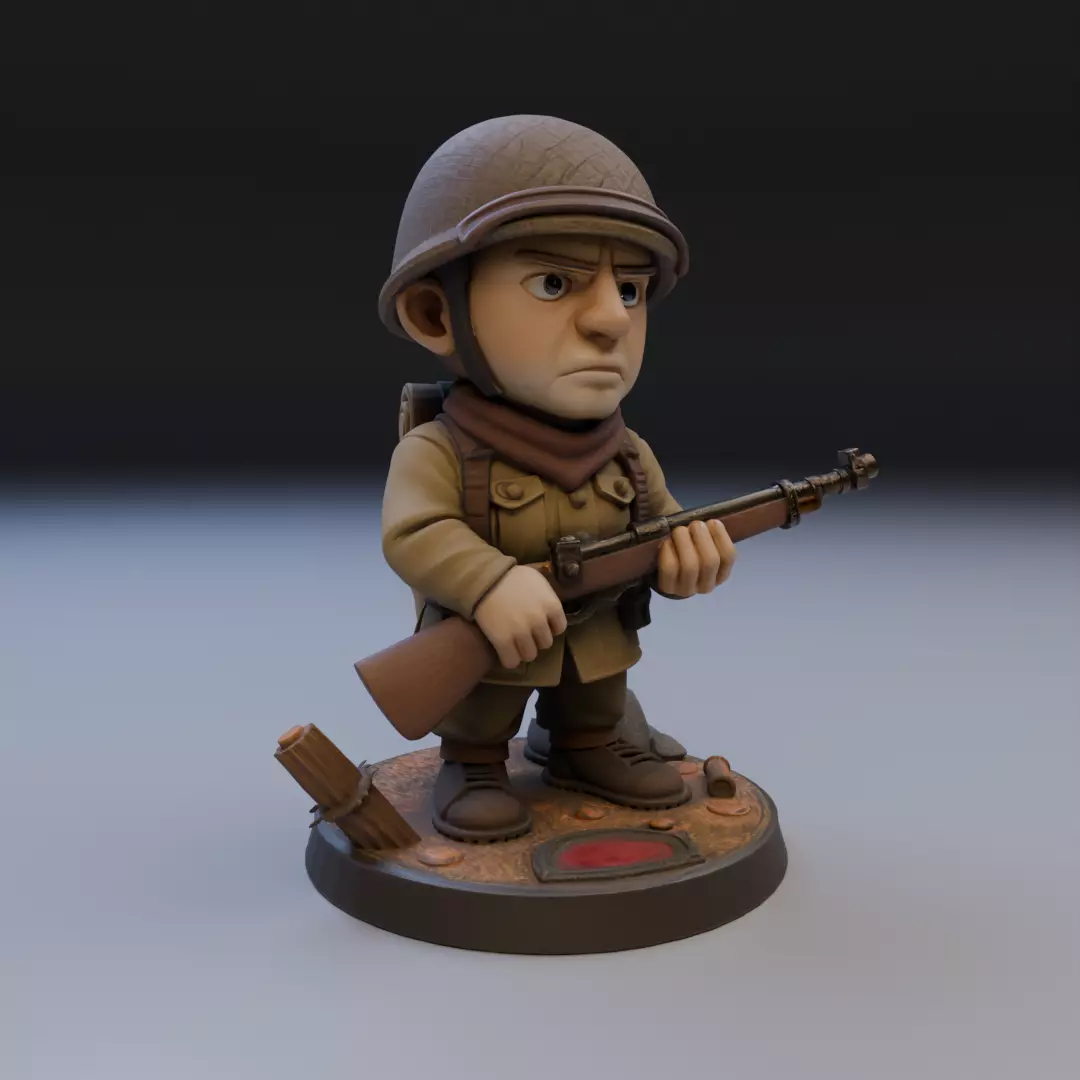 soldier of the second war 3D print model_11