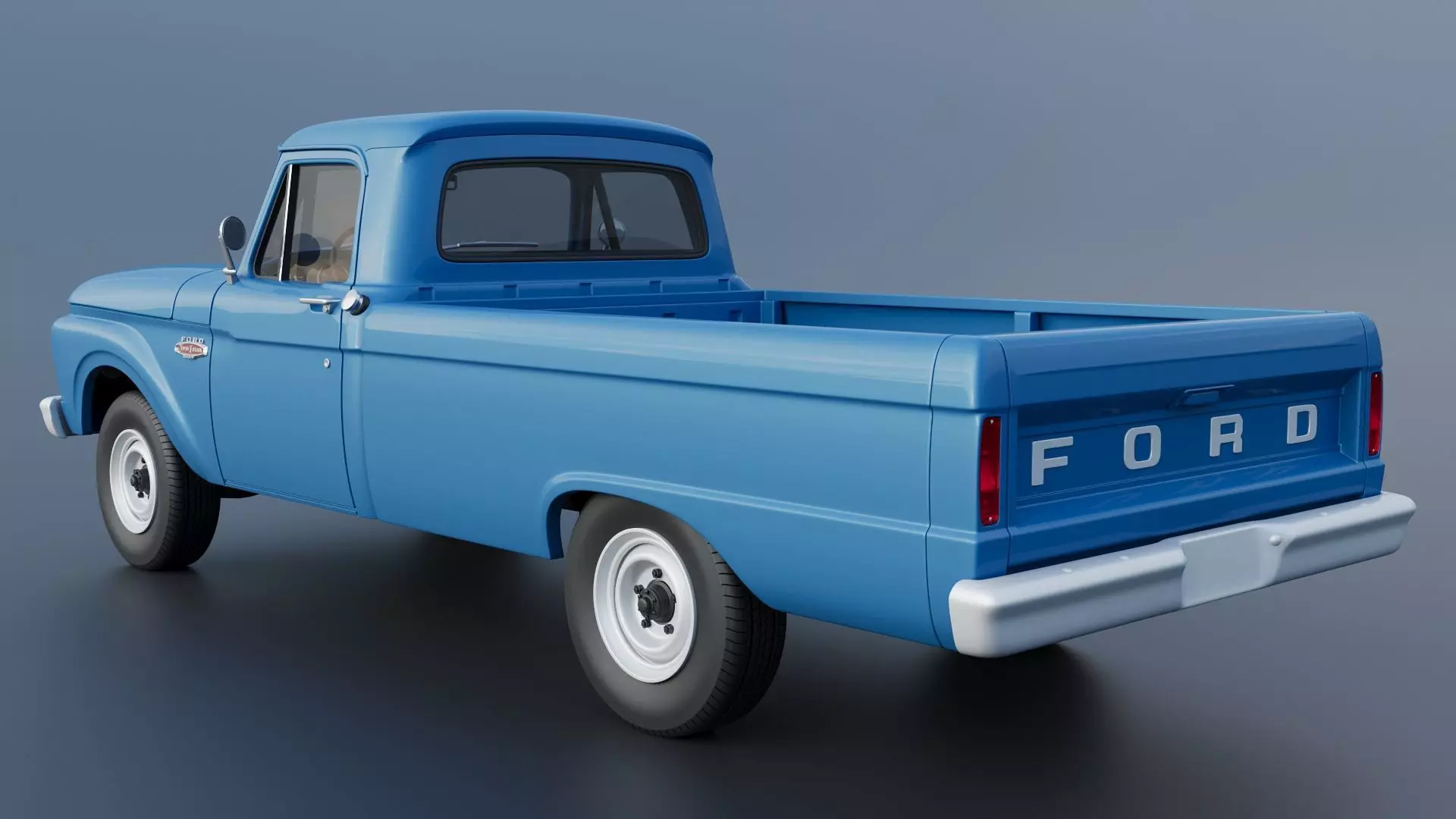 Pickup Truck F100 Long Bed 1966 3D print model_4