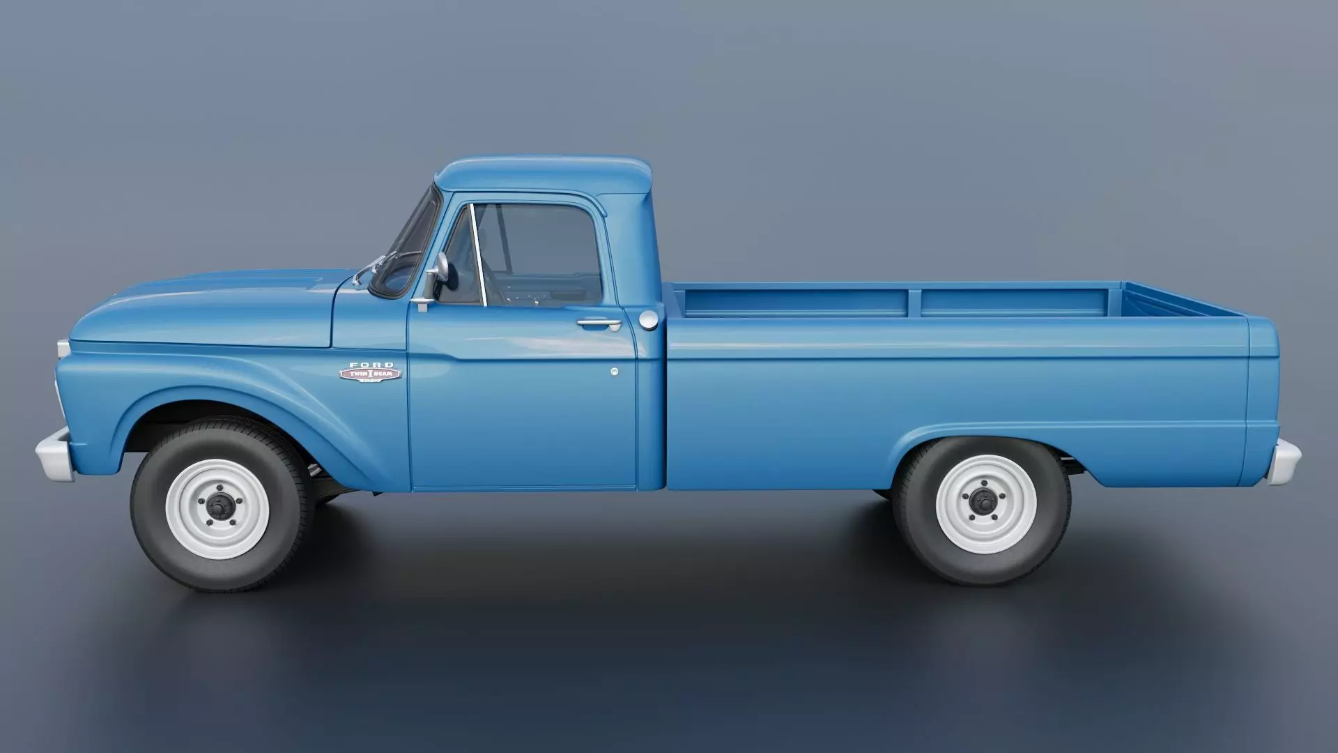 Pickup Truck F100 Long Bed 1966 3D print model_3