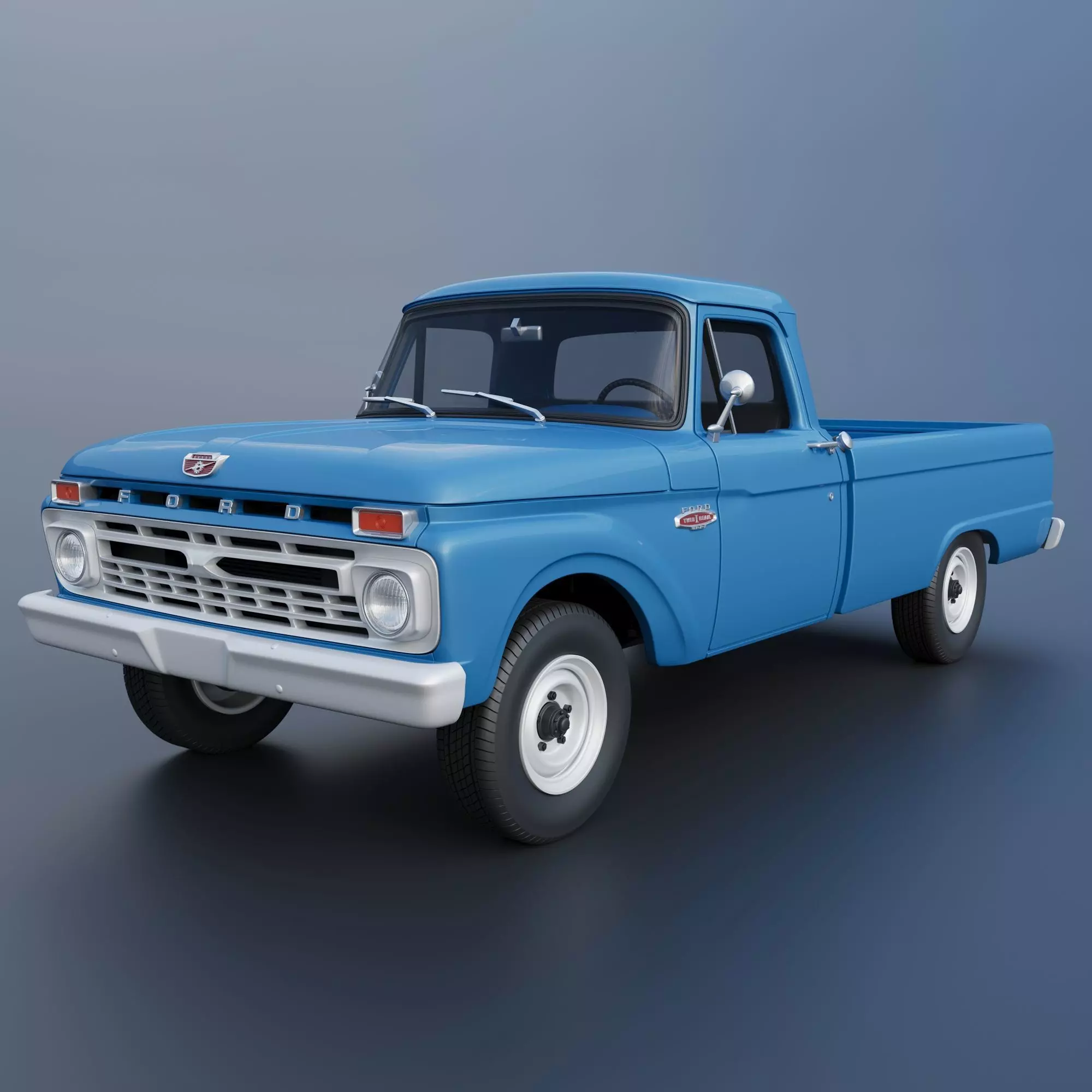 Pickup Truck F100 Long Bed 1966 3D print model_0