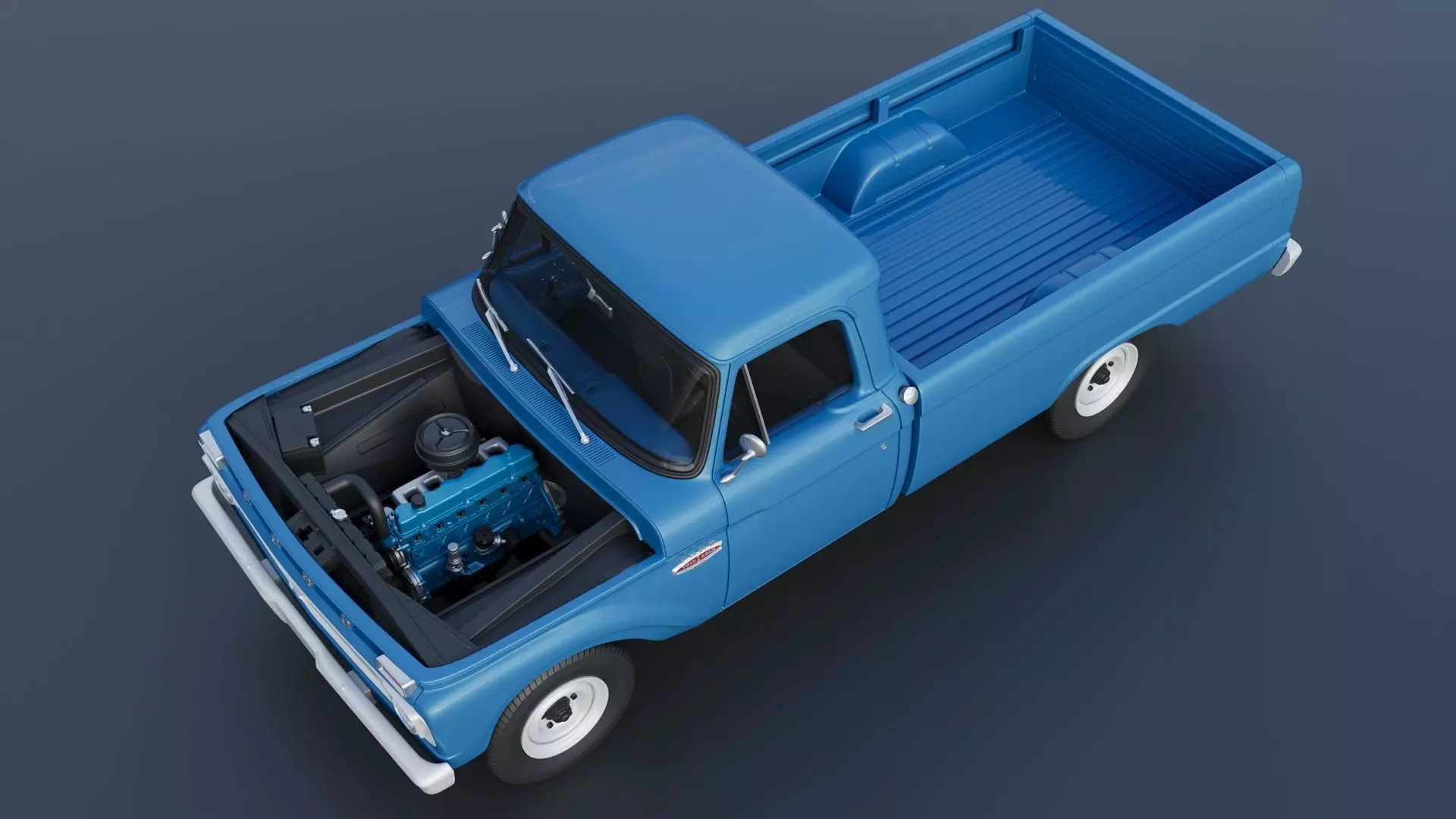 Pickup Truck F100 Long Bed 1966 3D print model_14