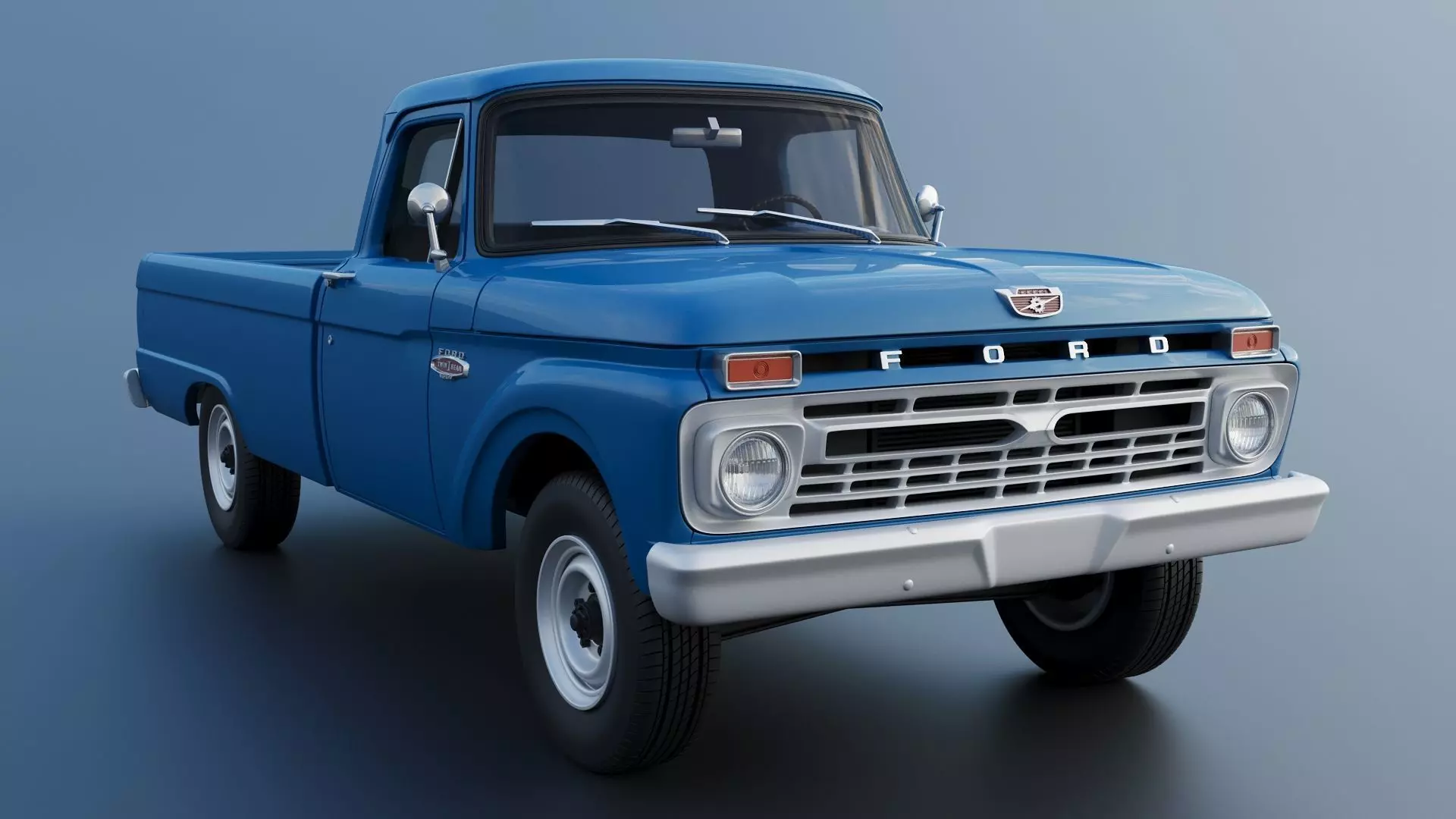 Pickup Truck F100 Long Bed 1966 3D print model_10