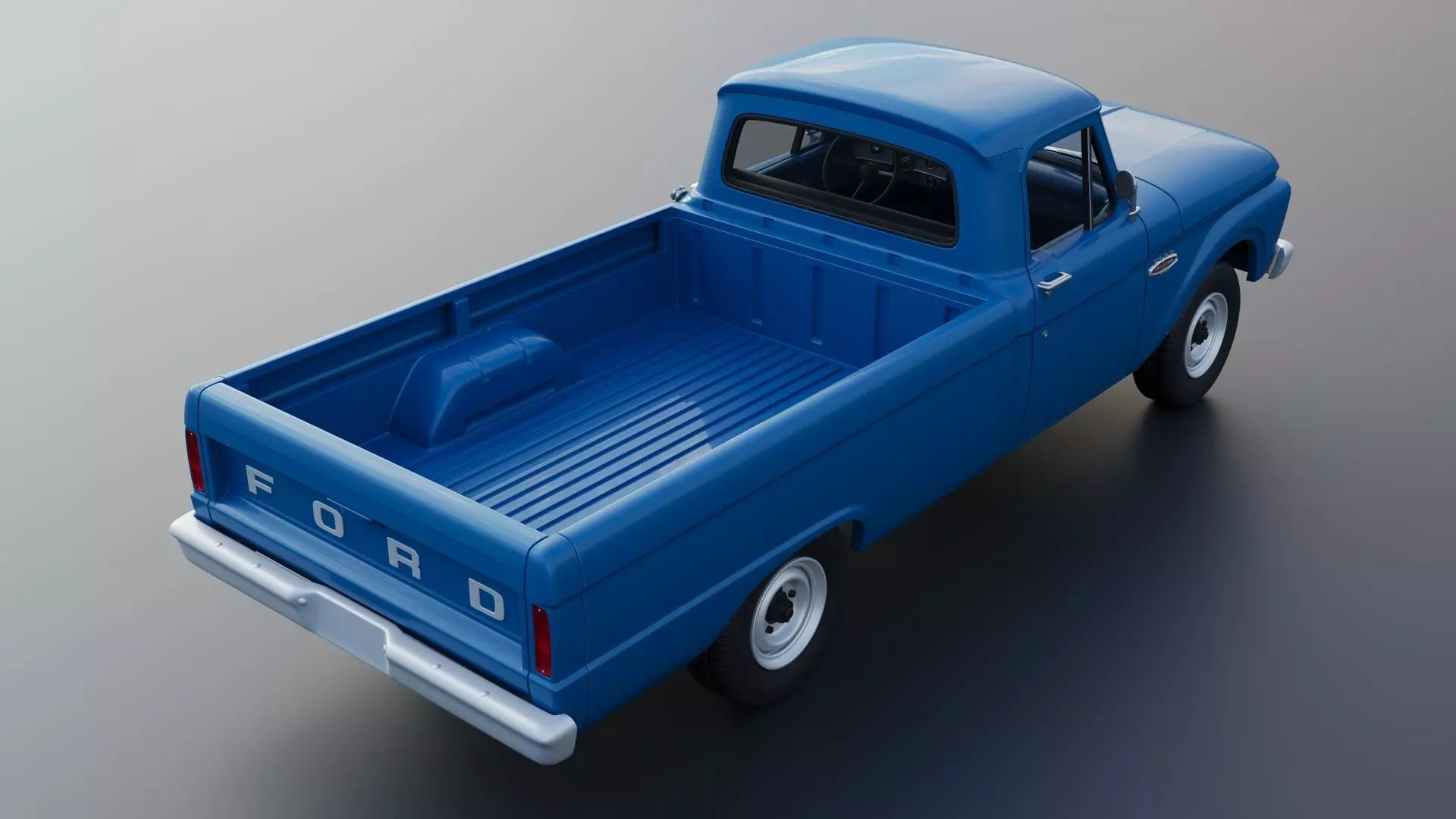 Pickup Truck F100 Long Bed 1966 3D print model_7