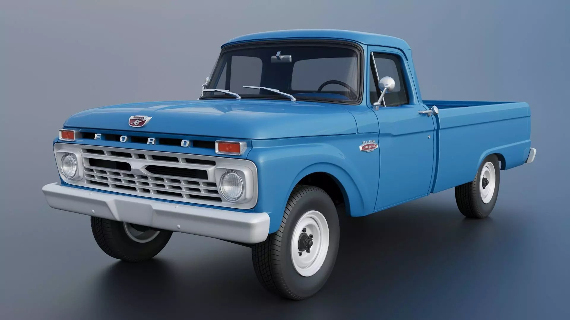 Pickup Truck F100 Long Bed 1966 3D print model_2