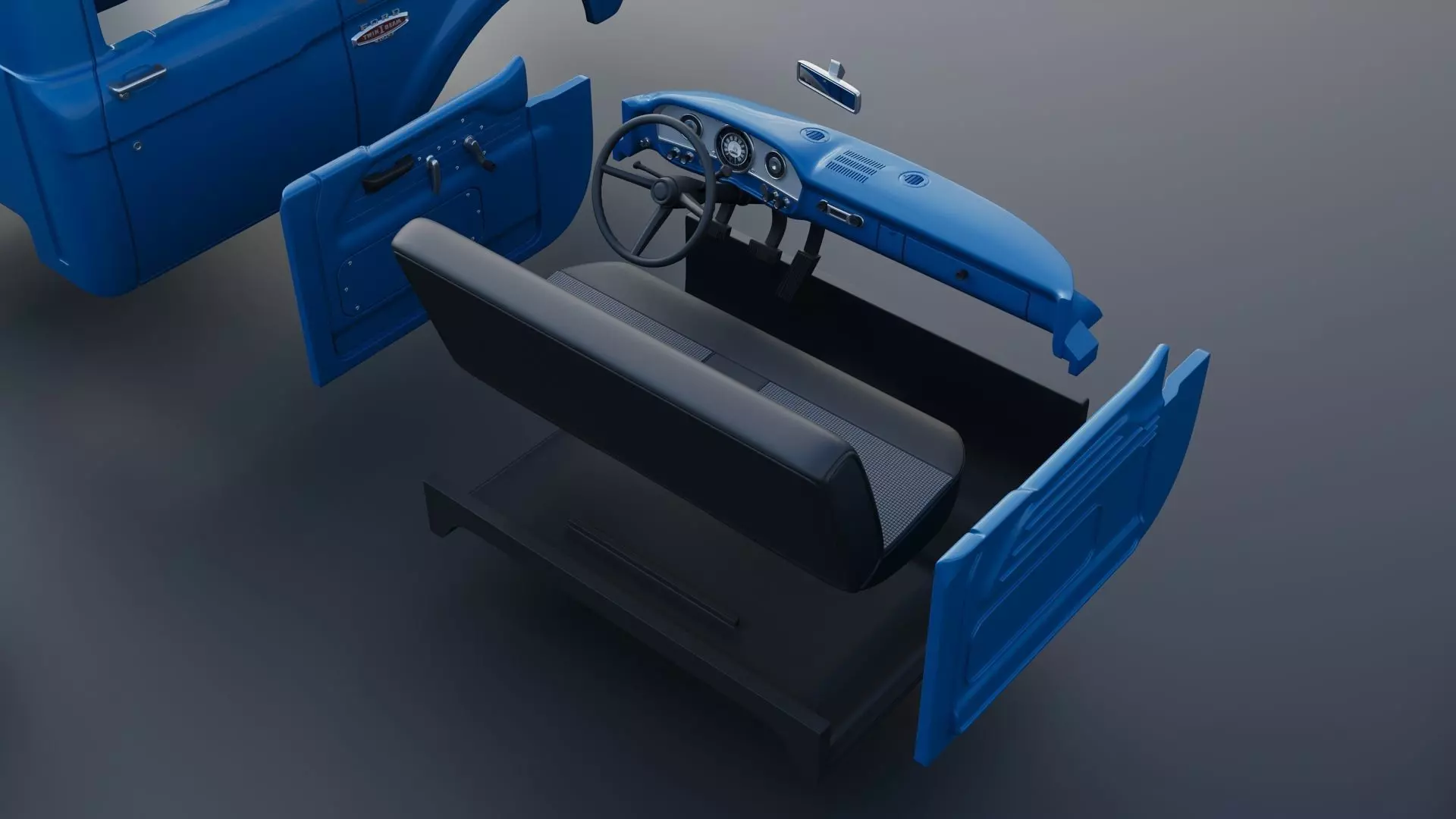 Pickup Truck F100 Long Bed 1966 3D print model_29