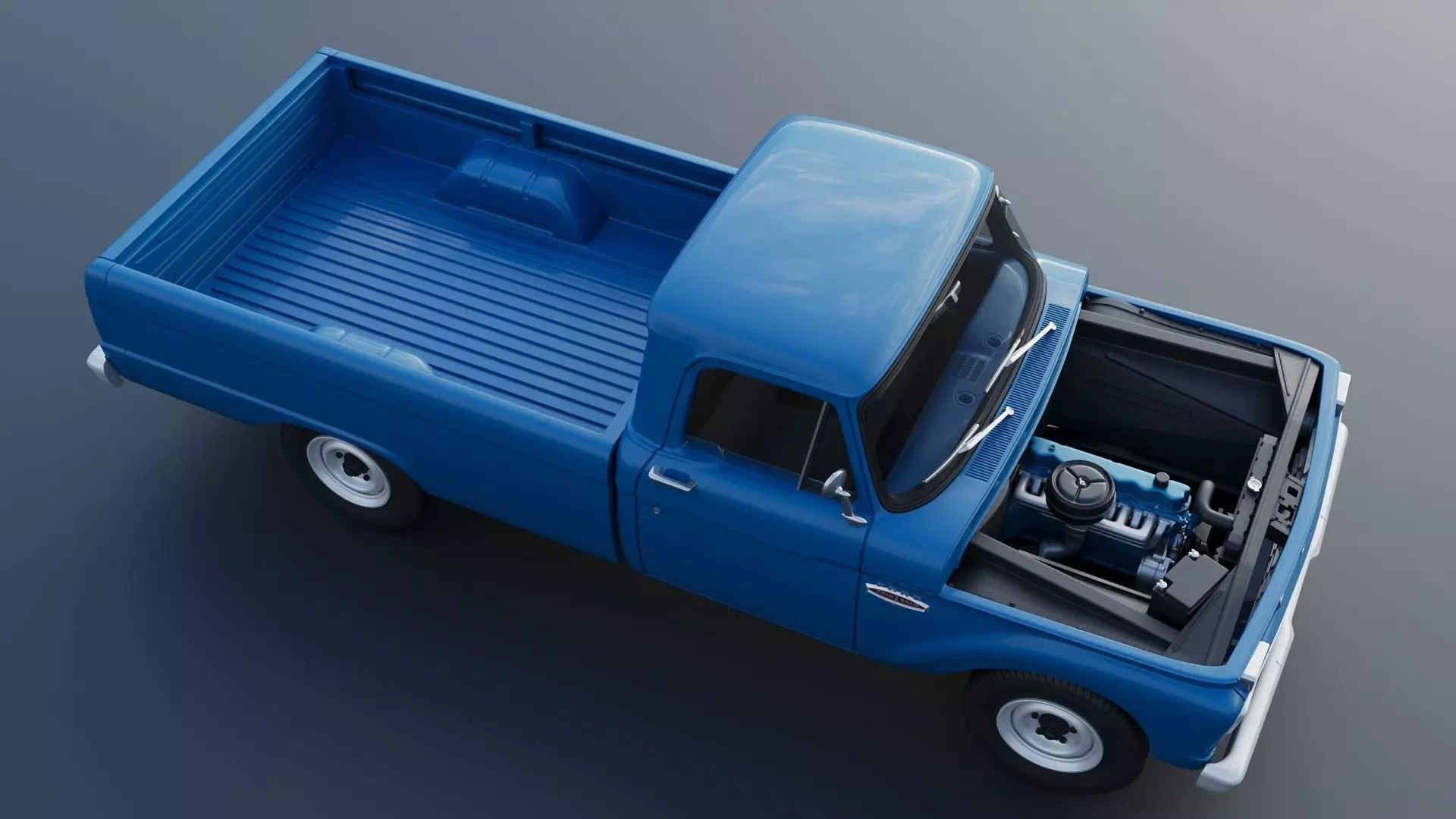 Pickup Truck F100 Long Bed 1966 3D print model_16