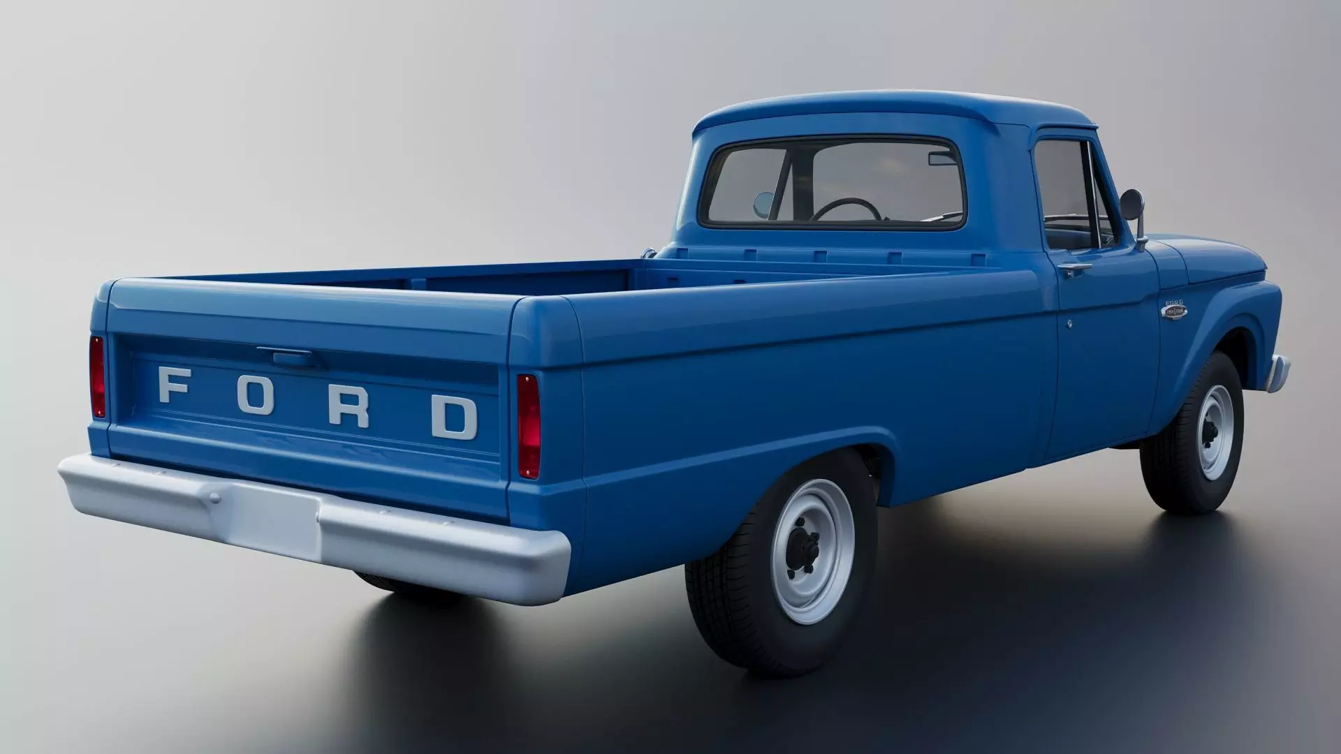Pickup Truck F100 Long Bed 1966 3D print model_6