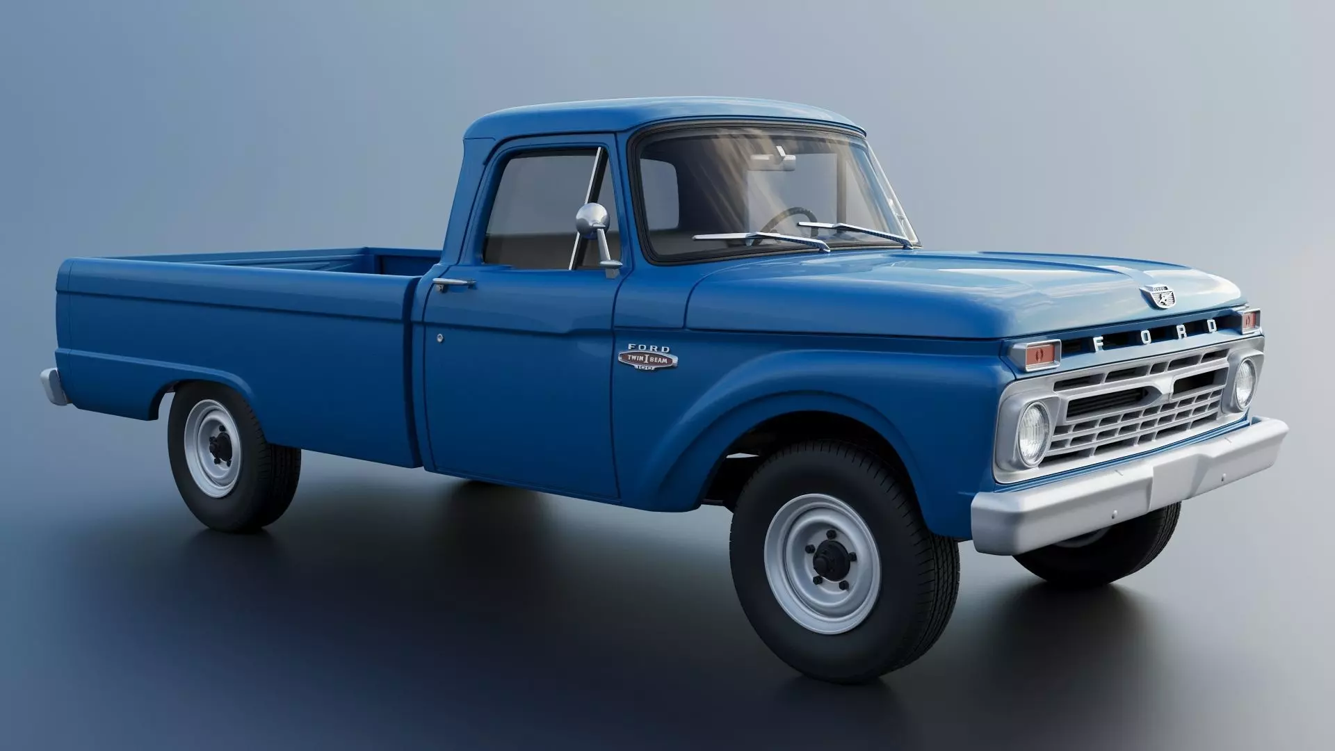 Pickup Truck F100 Long Bed 1966 3D print model_9