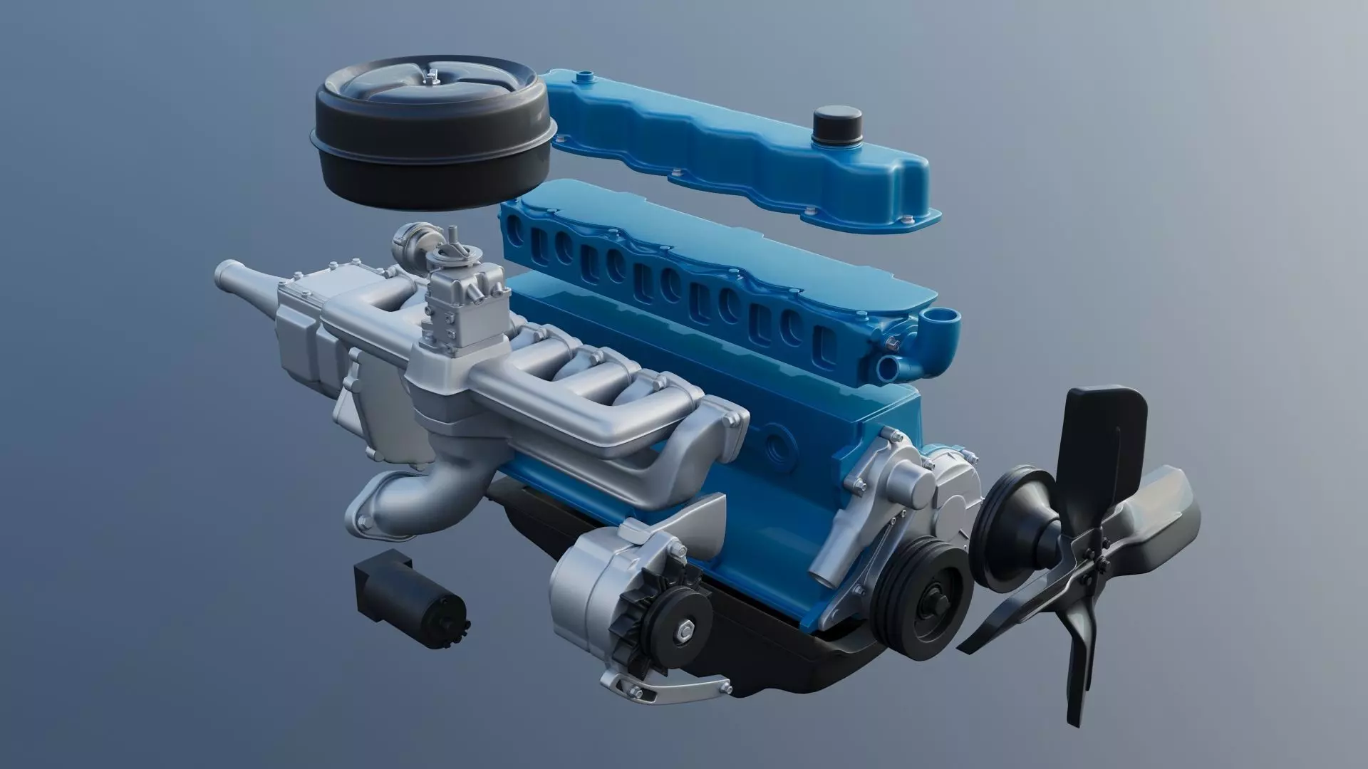 Pickup Truck F100 Long Bed 1966 3D print model_41