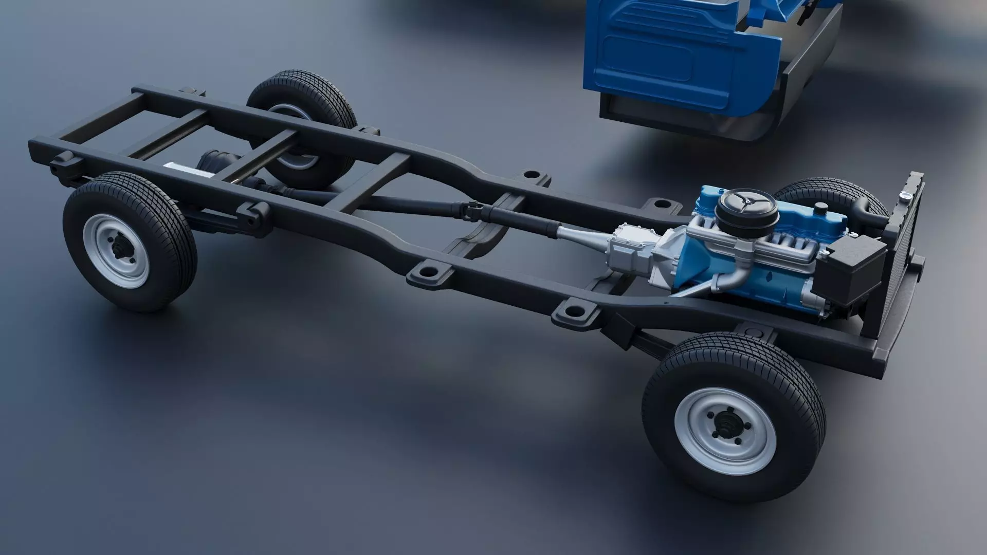 Pickup Truck F100 Long Bed 1966 3D print model_30