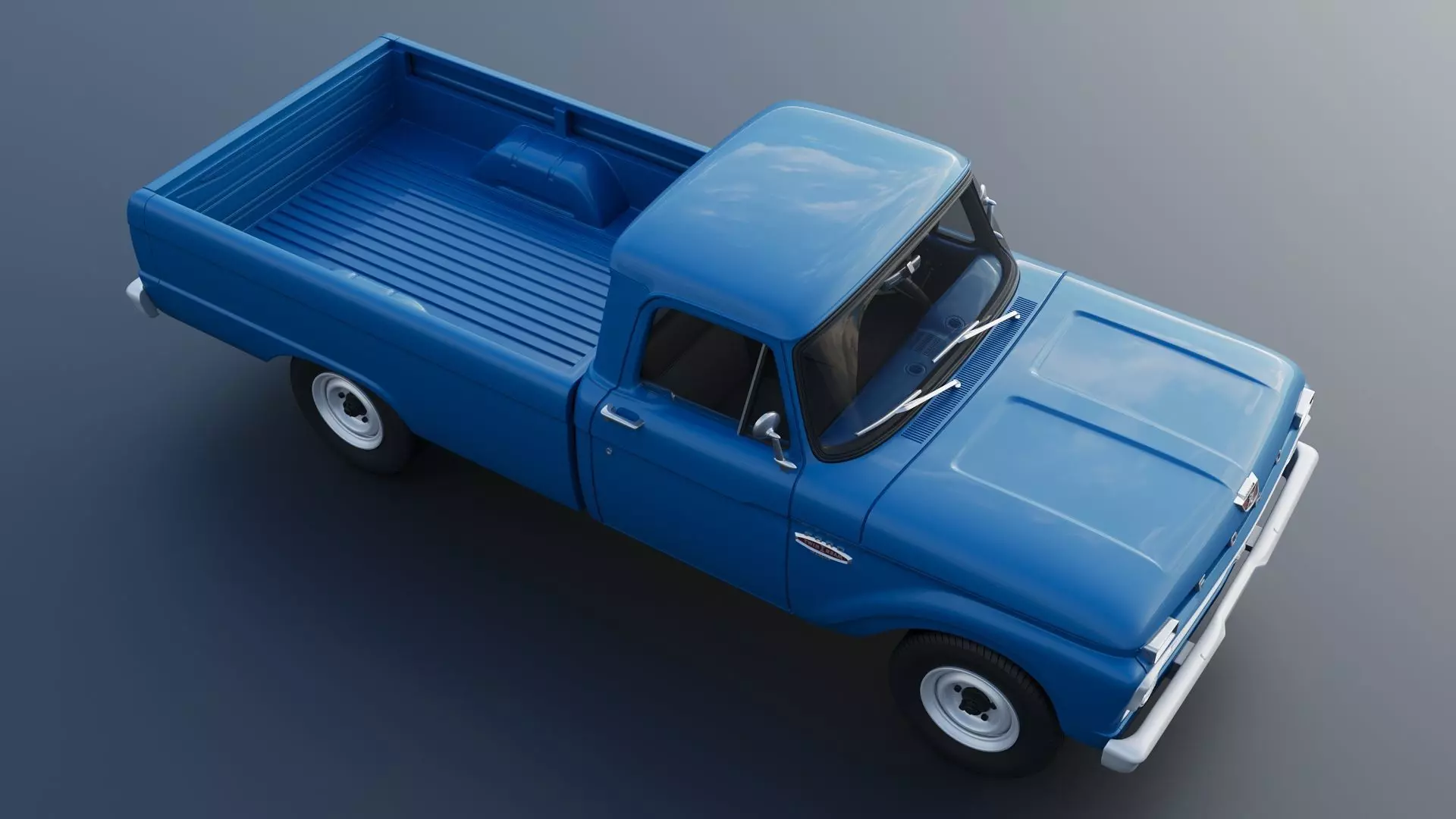 Pickup Truck F100 Long Bed 1966 3D print model_11