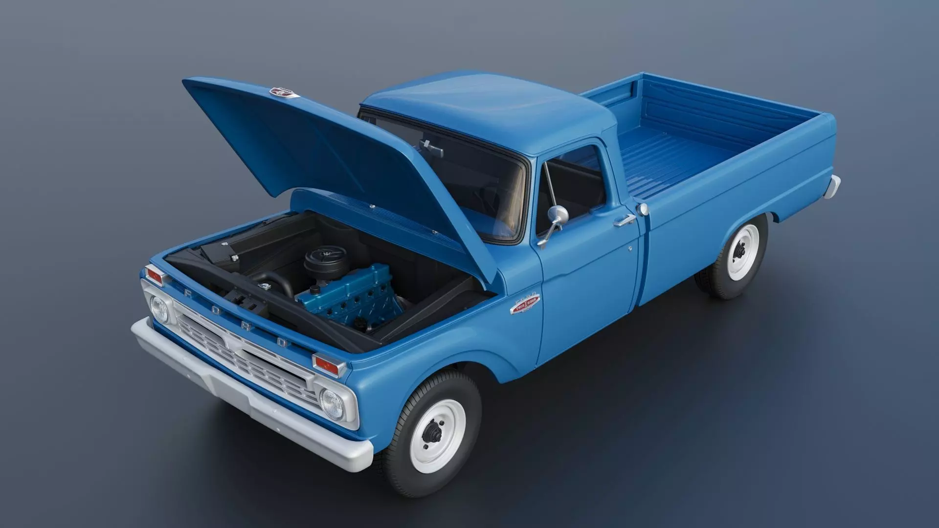 Pickup Truck F100 Long Bed 1966 3D print model_13