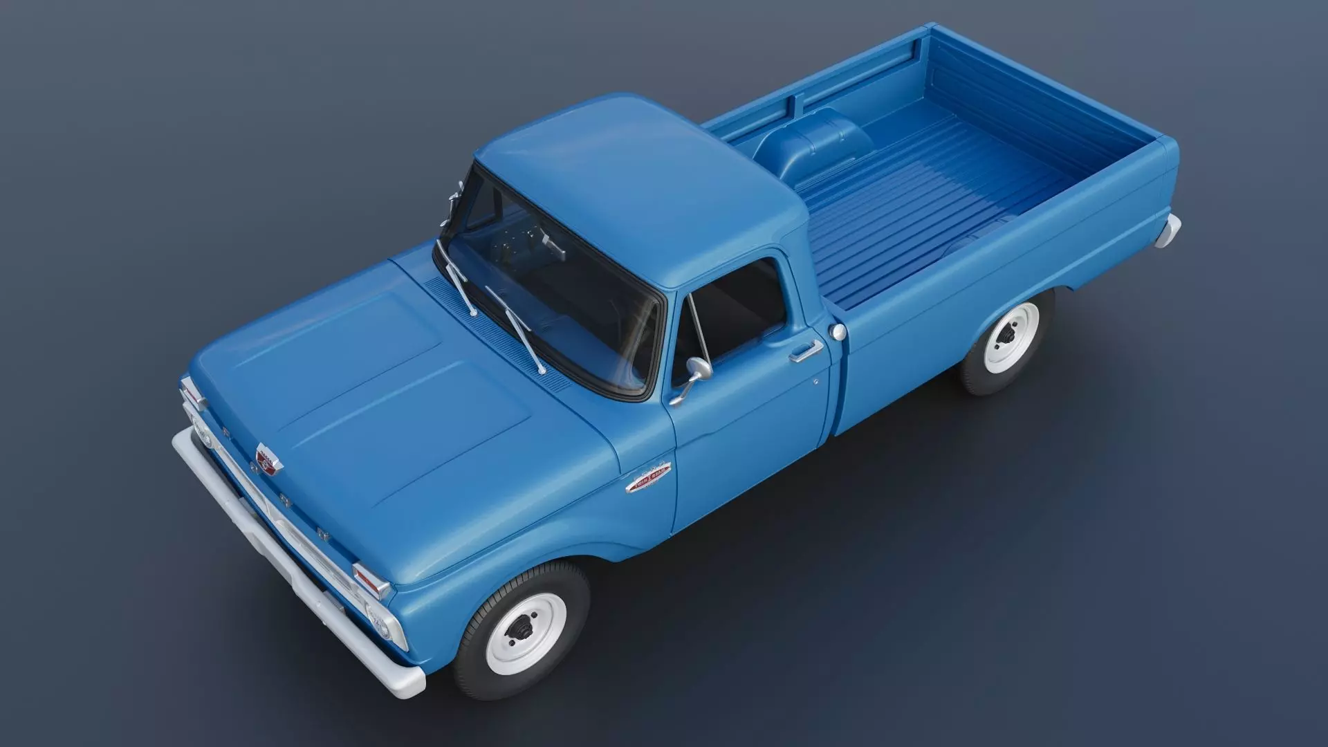 Pickup Truck F100 Long Bed 1966 3D print model_12