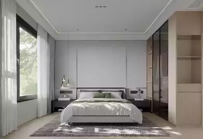Bedroom with a closet 3D model