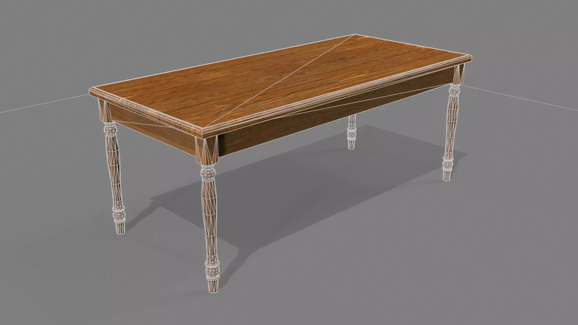 Wooden table Low-poly 3D model_5