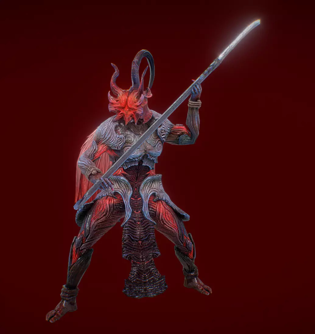 HELL FACE NAGINATA Low-poly 3D model_0