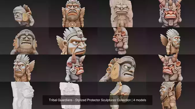 Tribal Guardians - Stylized Protector Sculptures Collection