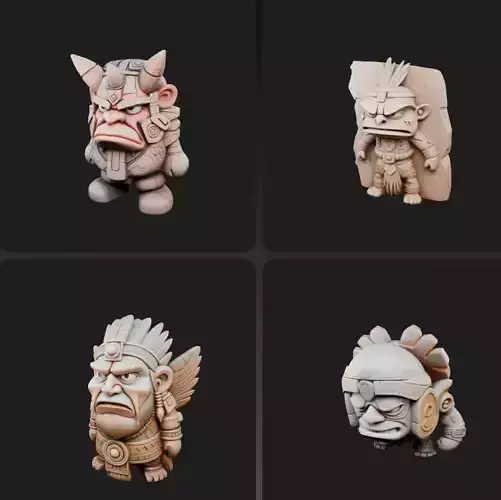 Tribal Guardians - Stylized Protector Sculptures Collection