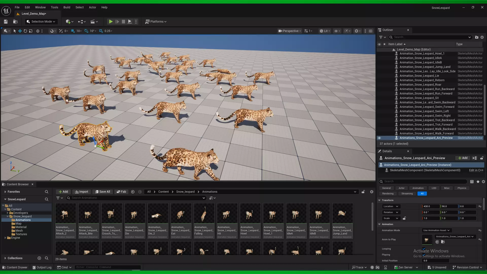 Snow Leopard Low-poly 3D model_2