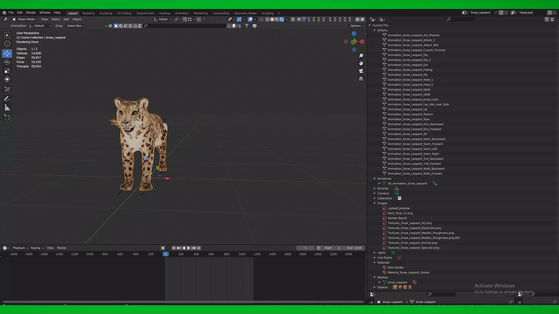 Snow Leopard Low-poly 3D model_7