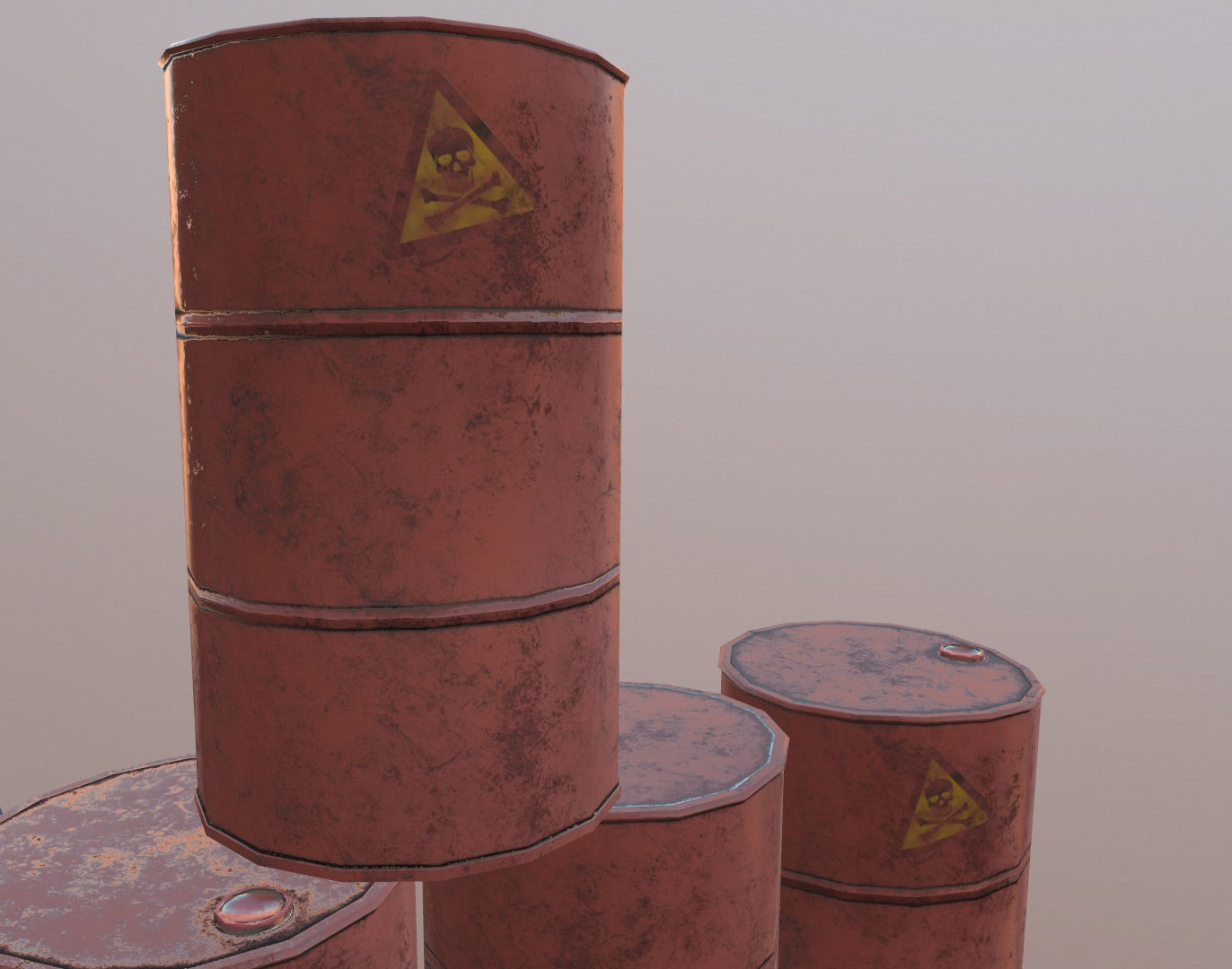 Barrels and treys kit  Low-poly 3D model_8