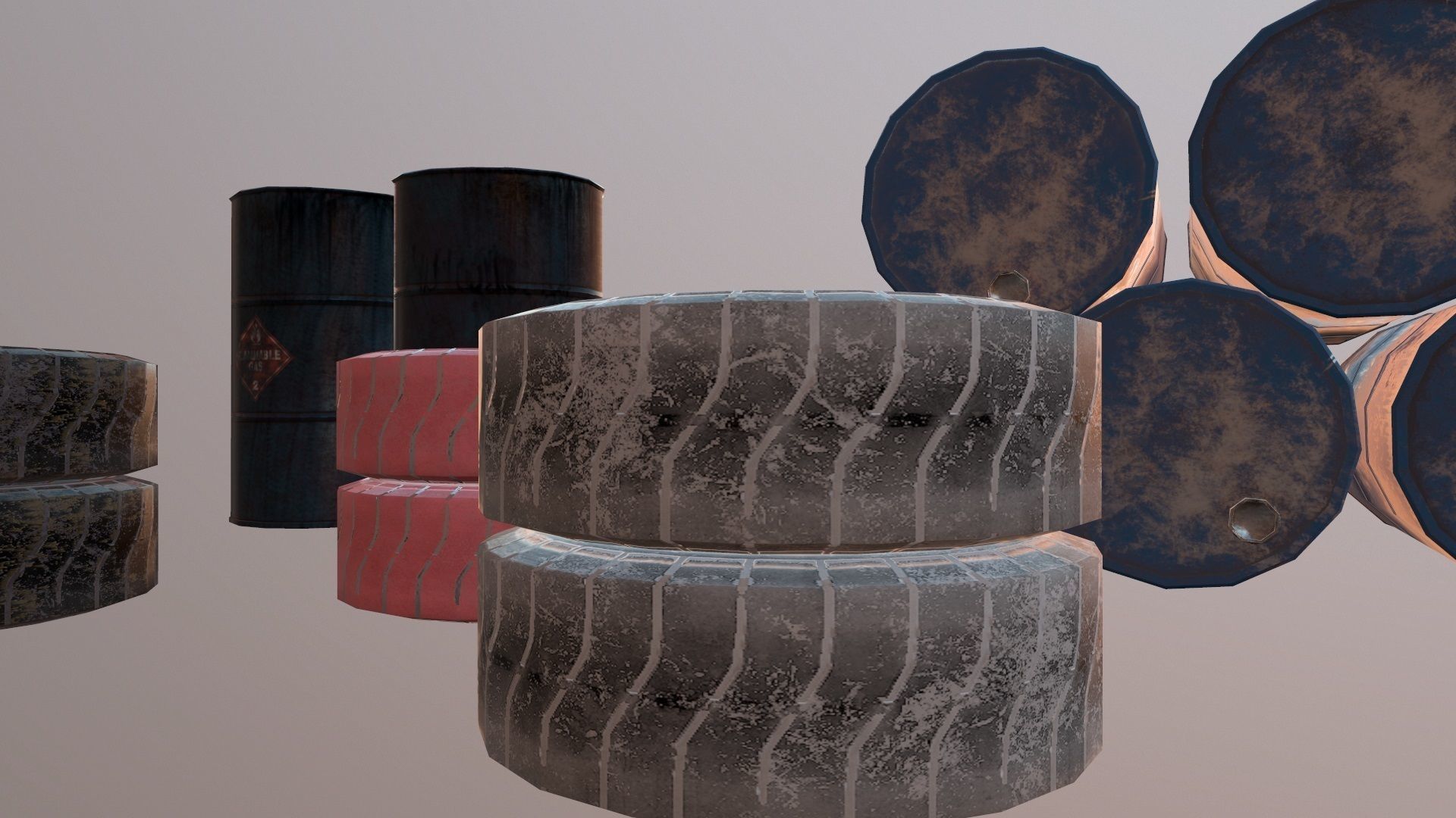 Barrels and treys kit  Low-poly 3D model_9