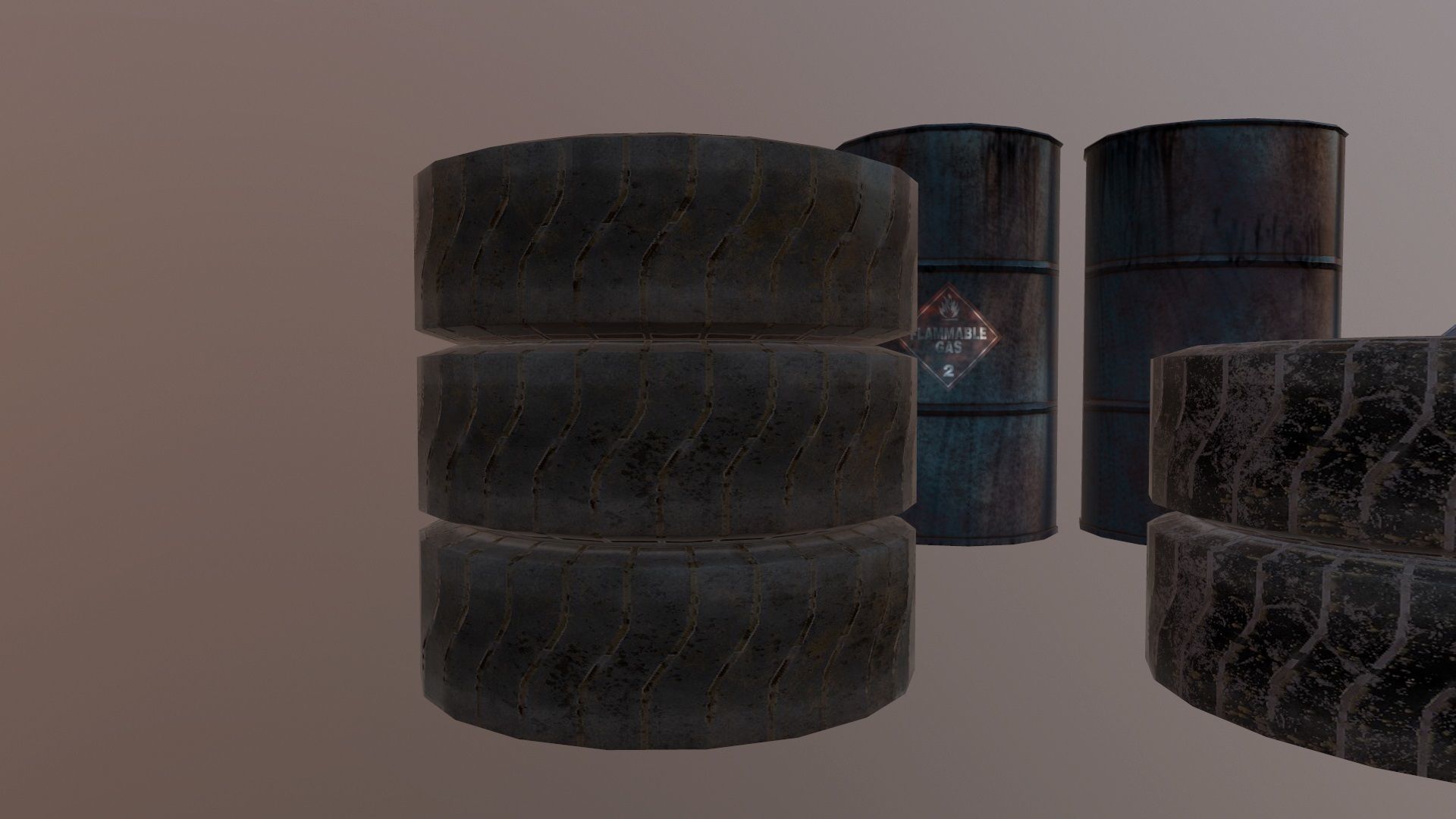 Barrels and treys kit  Low-poly 3D model_3
