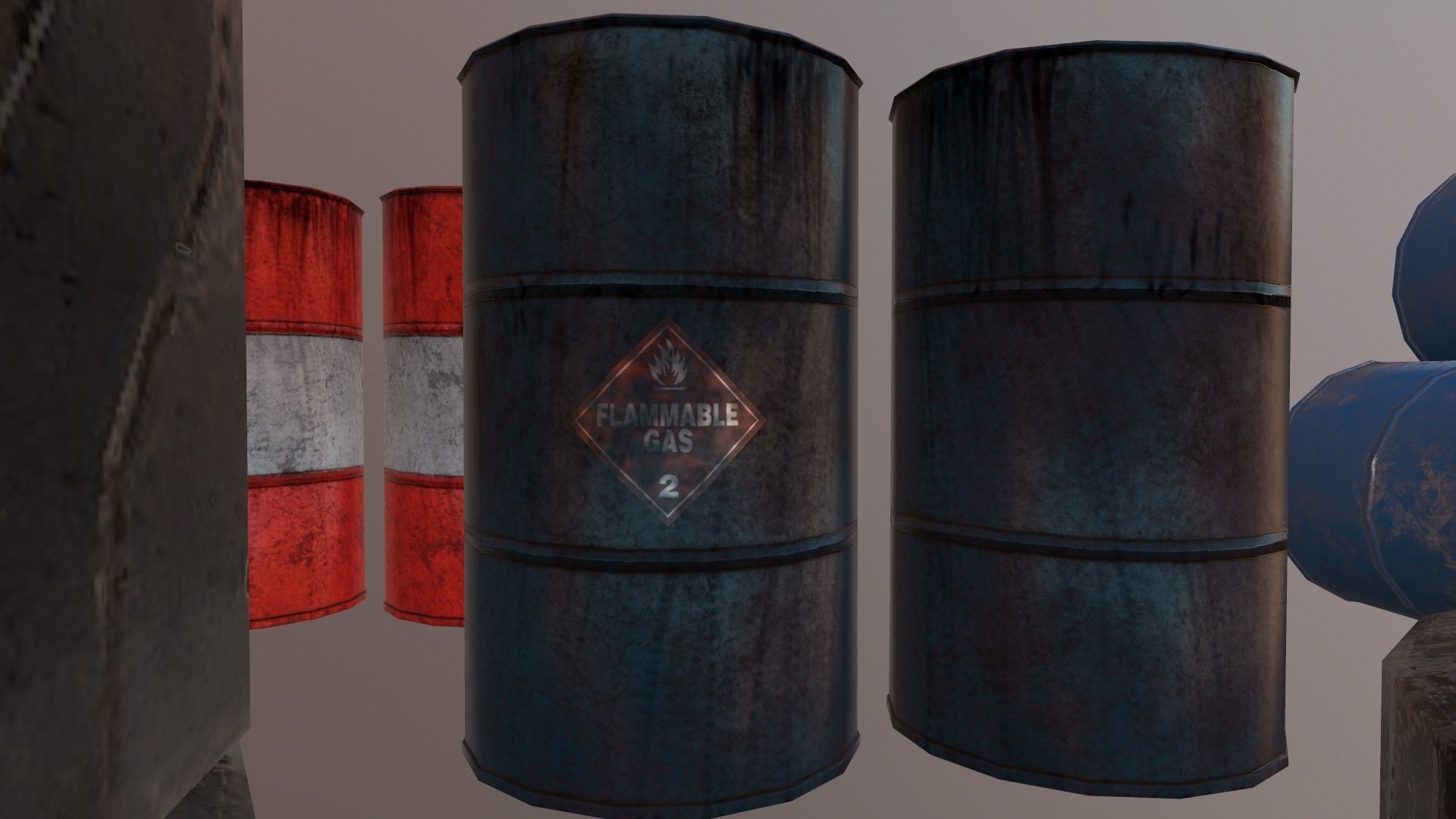 Barrels and treys kit  Low-poly 3D model_6