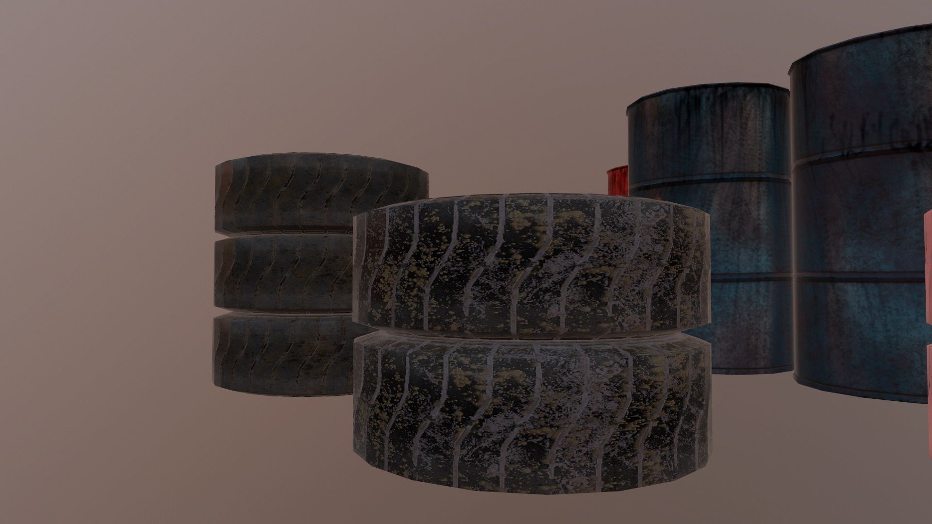 Barrels and treys kit  Low-poly 3D model_4