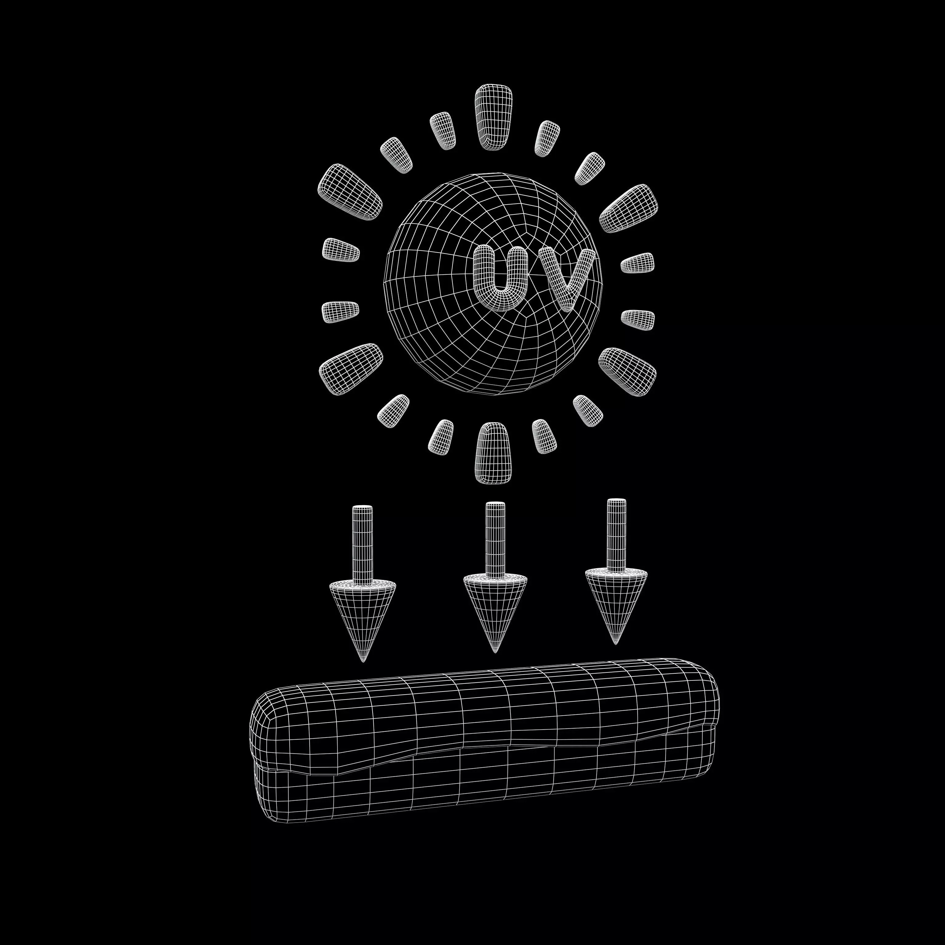 UV Radiation Icon v1 003 Low-poly 3D model_4