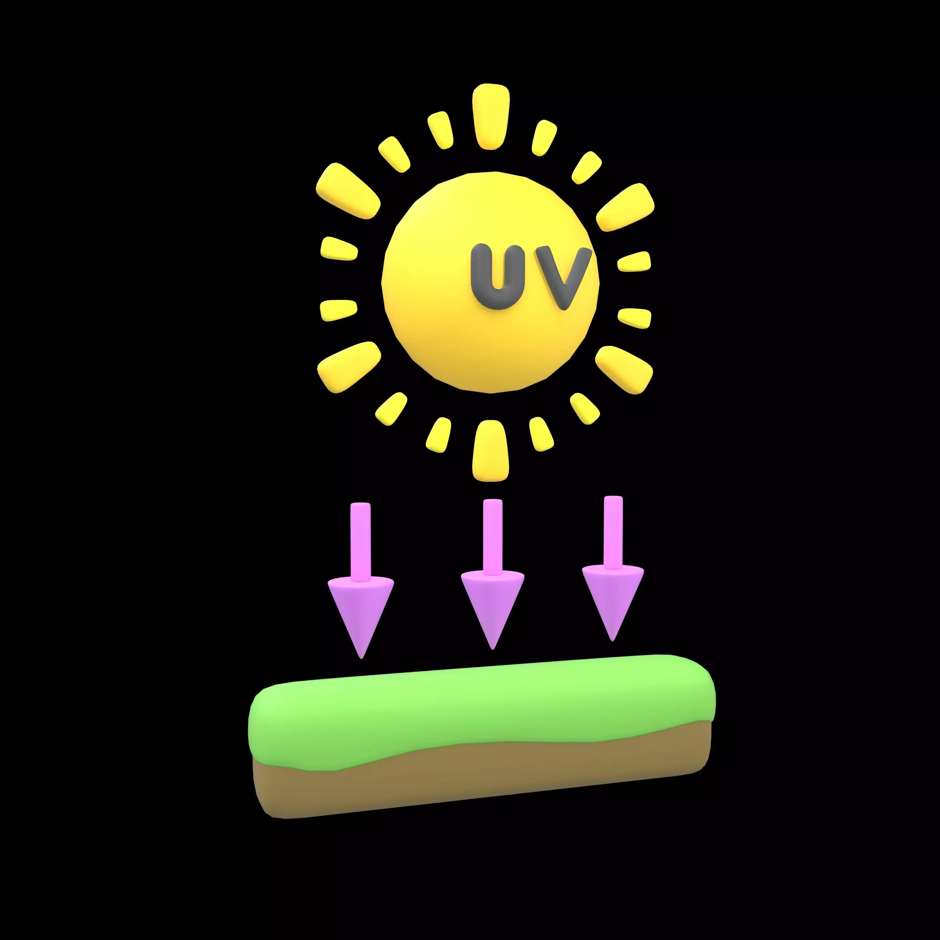UV Radiation Icon v1 003 Low-poly 3D model_0