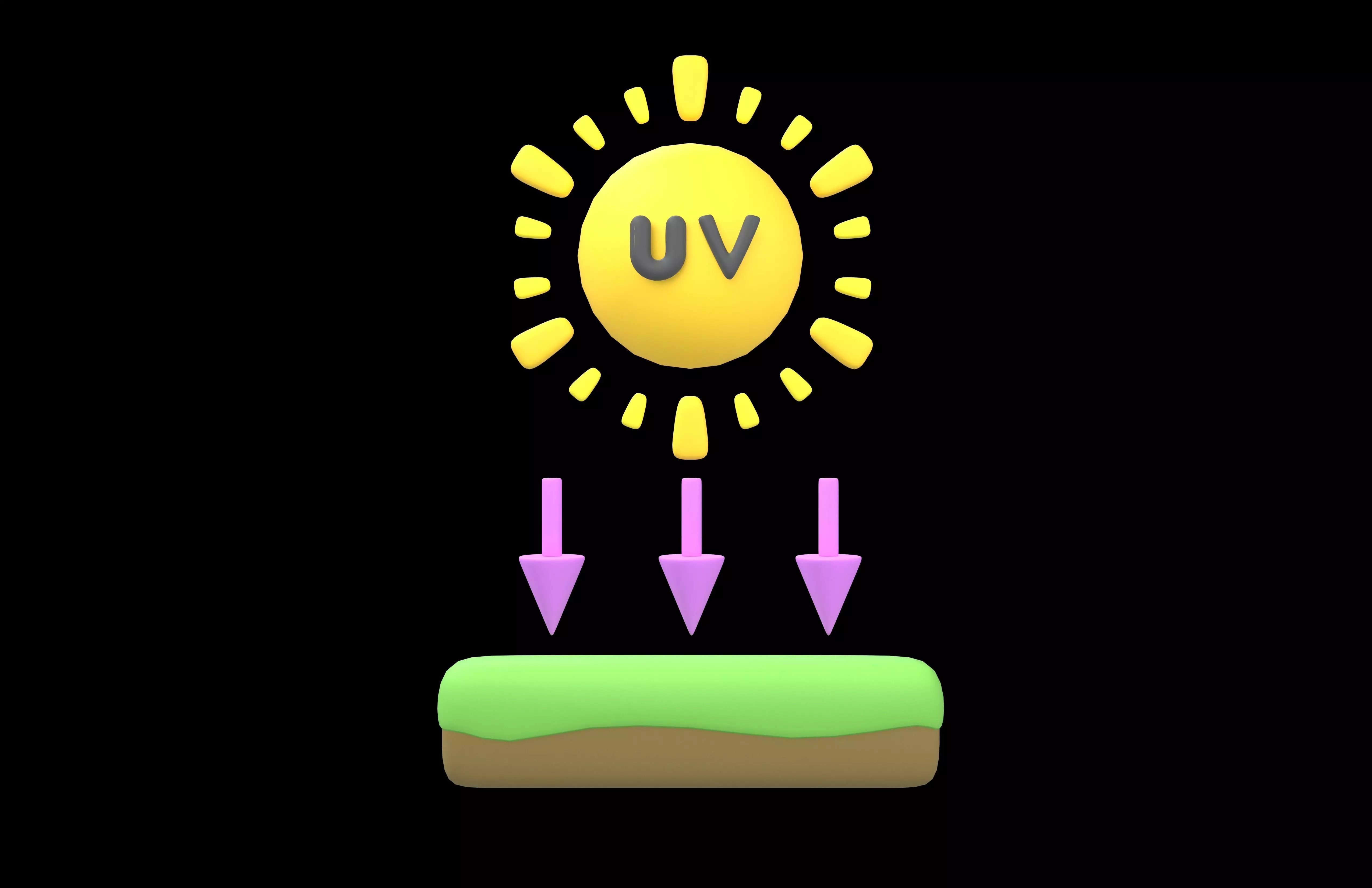 UV Radiation Icon v1 003 Low-poly 3D model_1