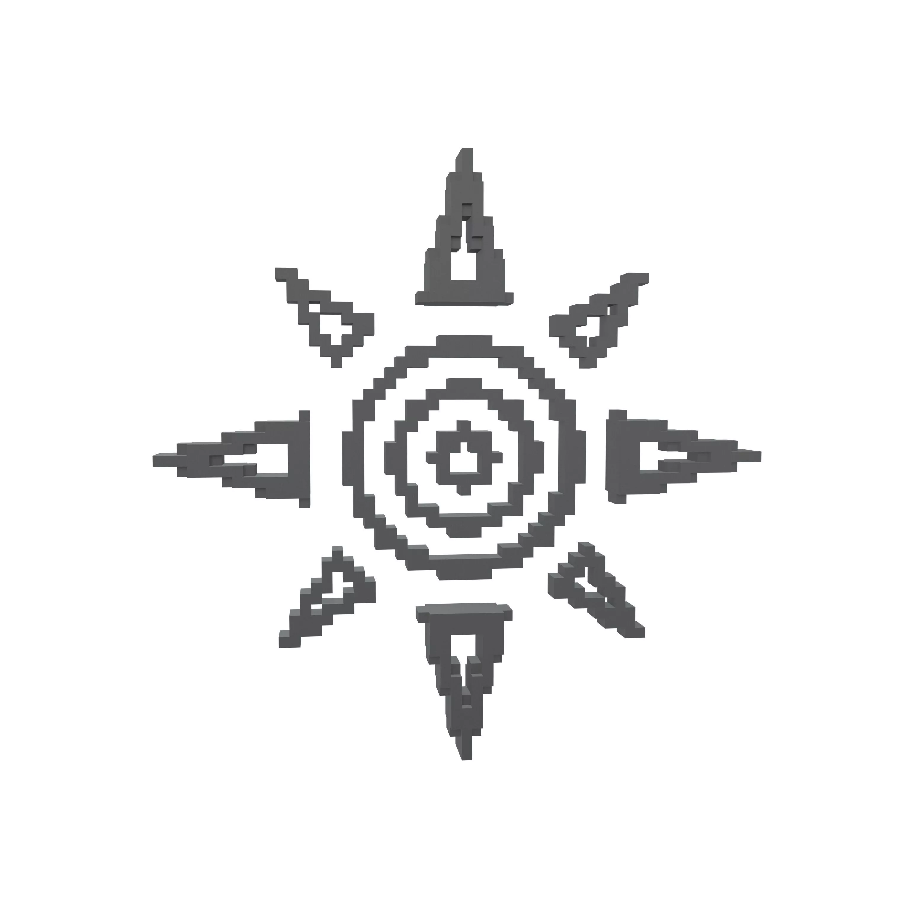 Voxel Sun Symbol v1 001 Low-poly 3D model