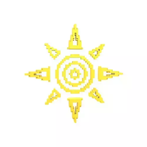 Voxel Sun Symbol v1 002 Low-poly 3D model