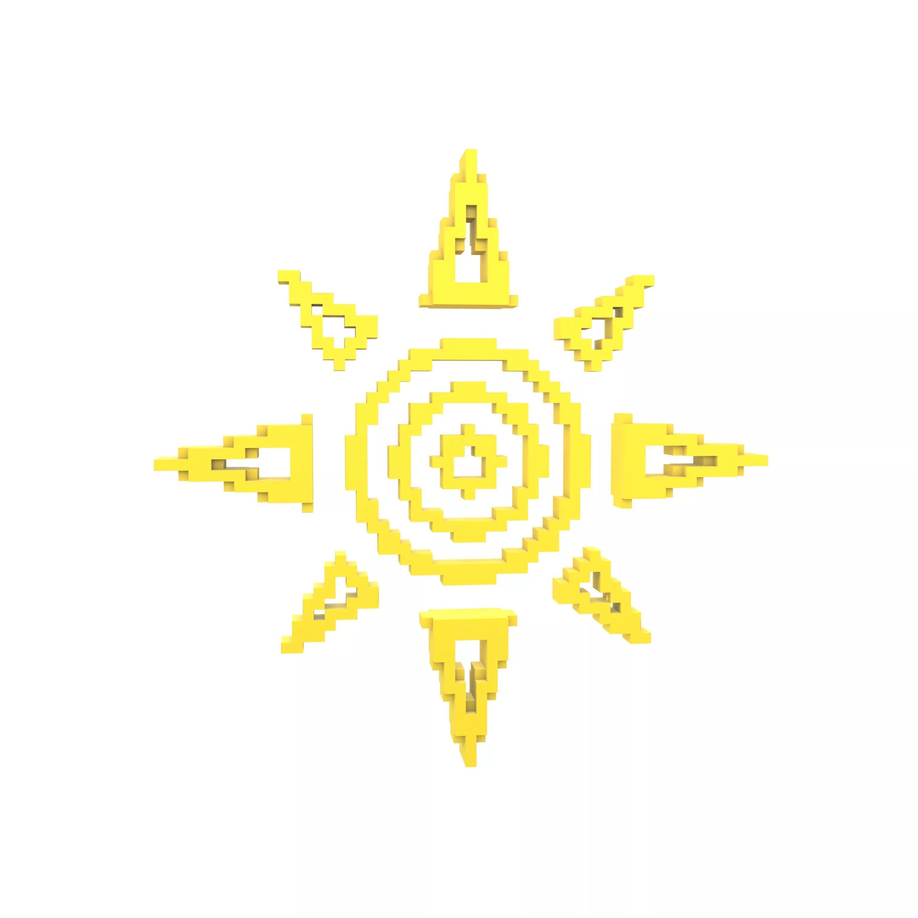 Voxel Sun Symbol v1 002 Low-poly 3D model
