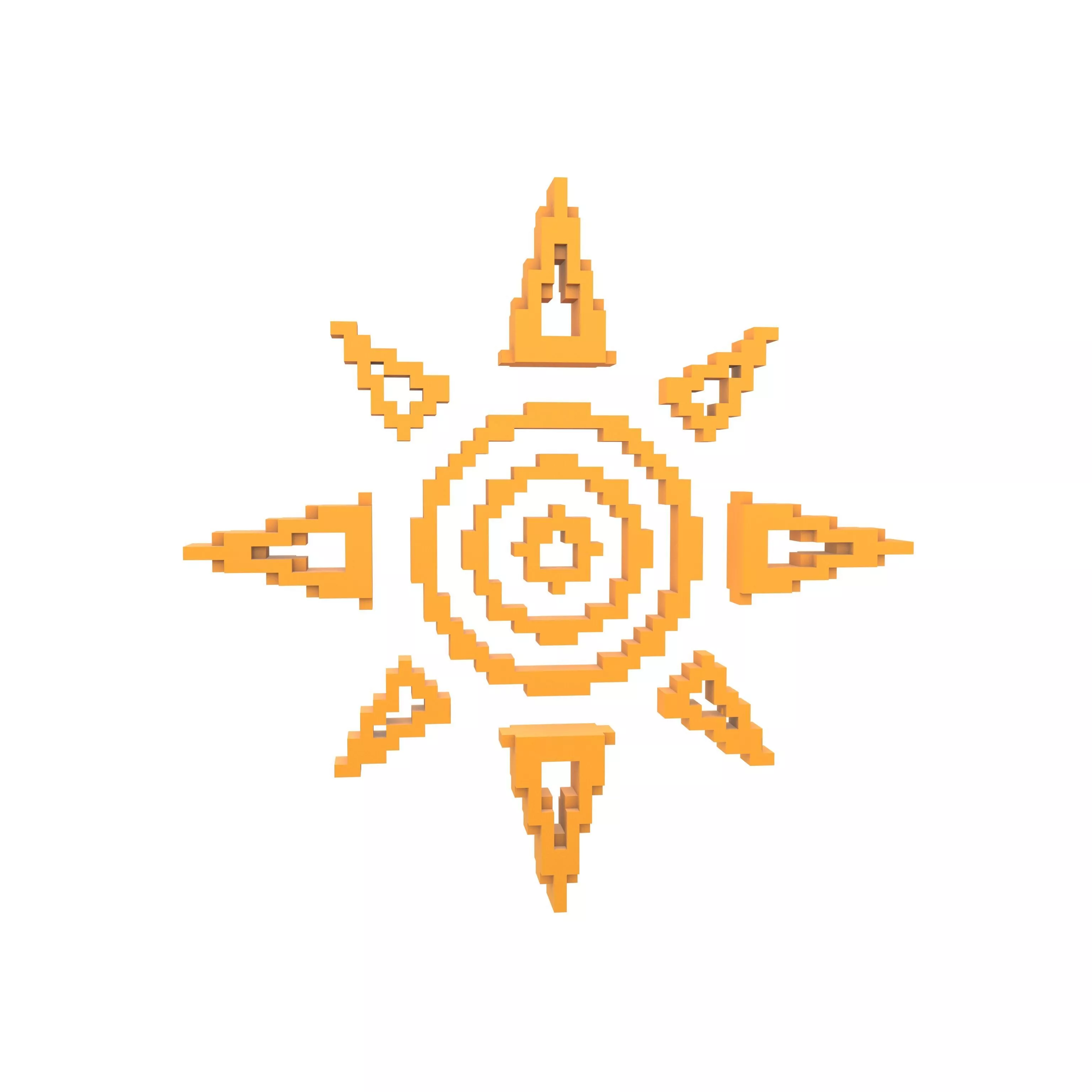 Voxel Sun Symbol v1 003 Low-poly 3D model