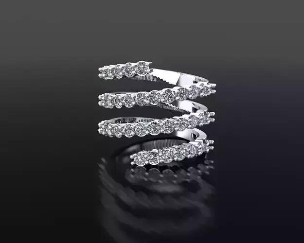 Spiral Diamond Ring  4 Row Wrap Design